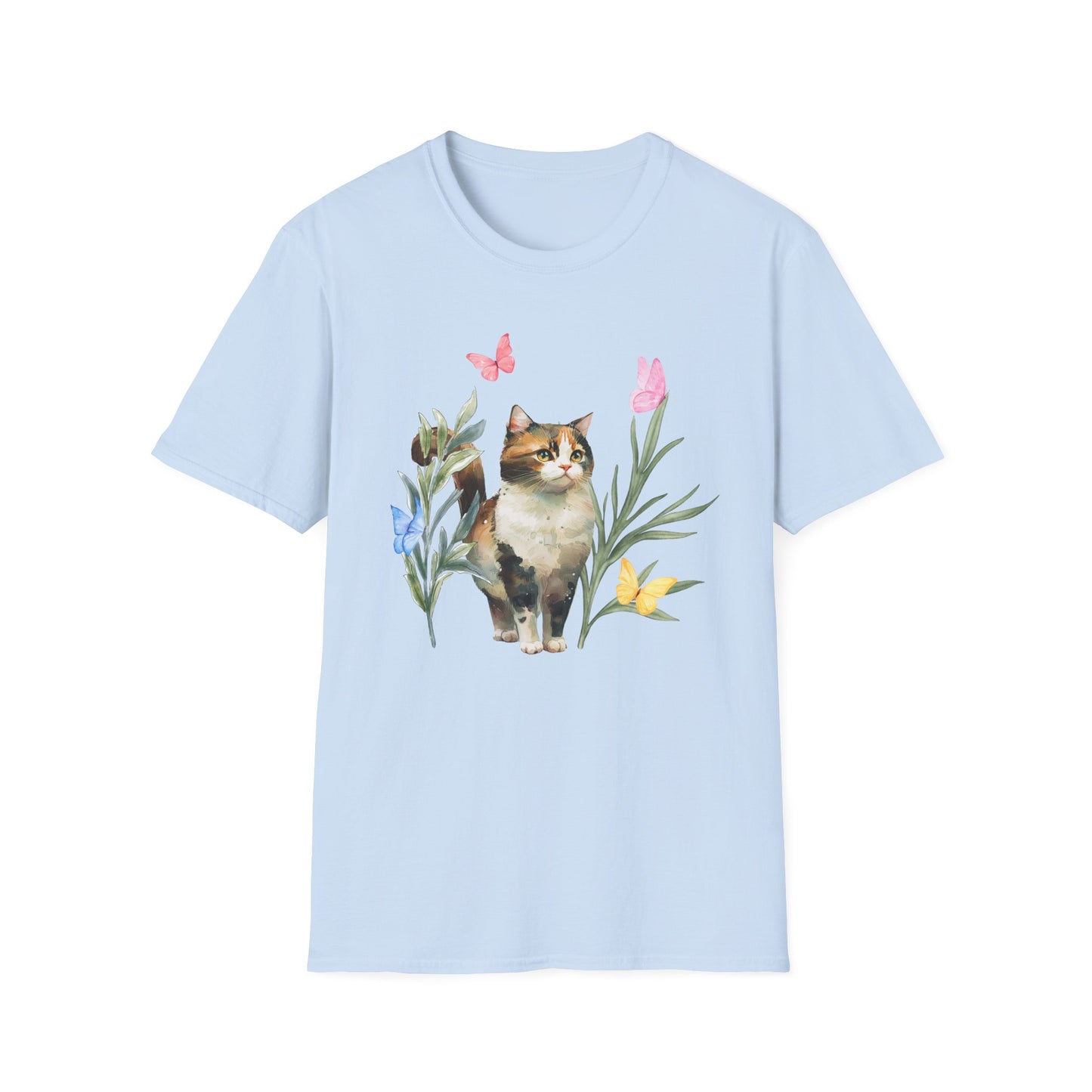 Happy Cat and Flowers T-Shirt