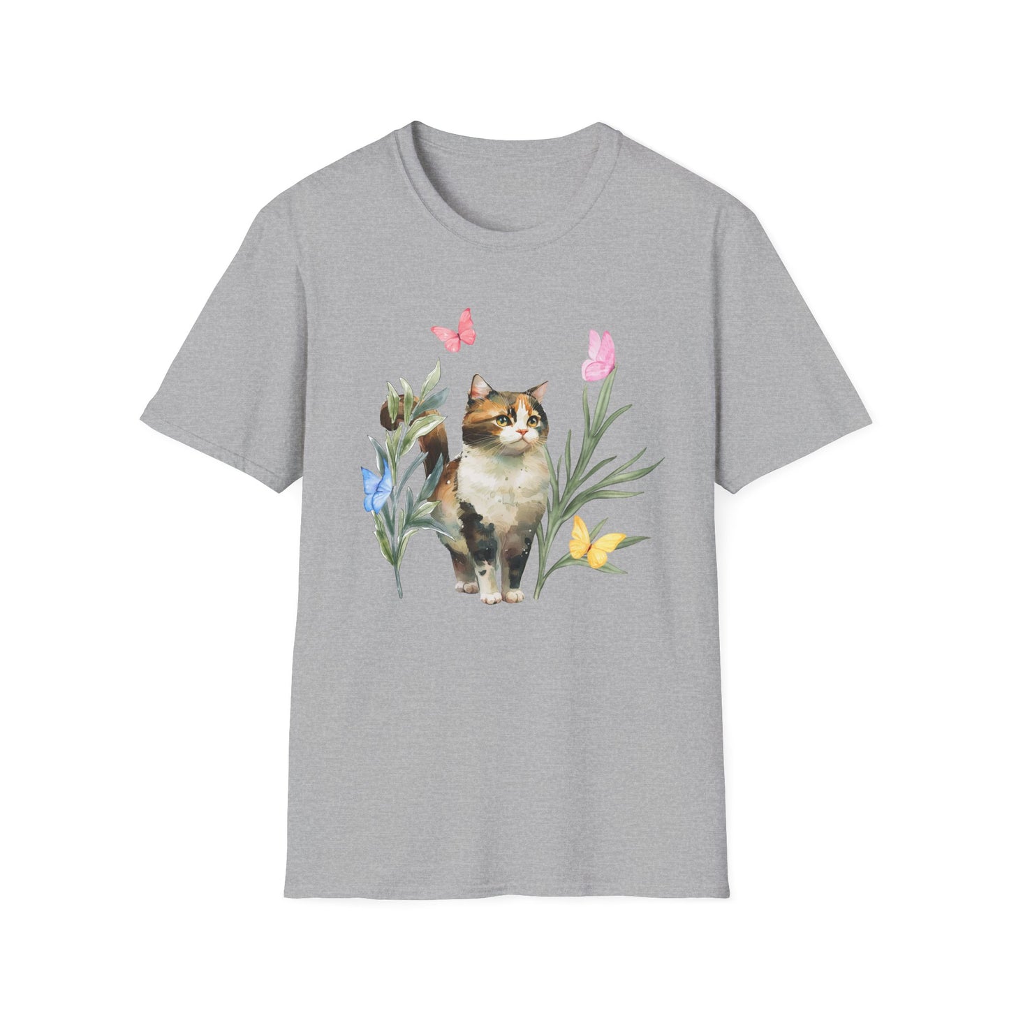 Happy Cat and Flowers T-Shirt