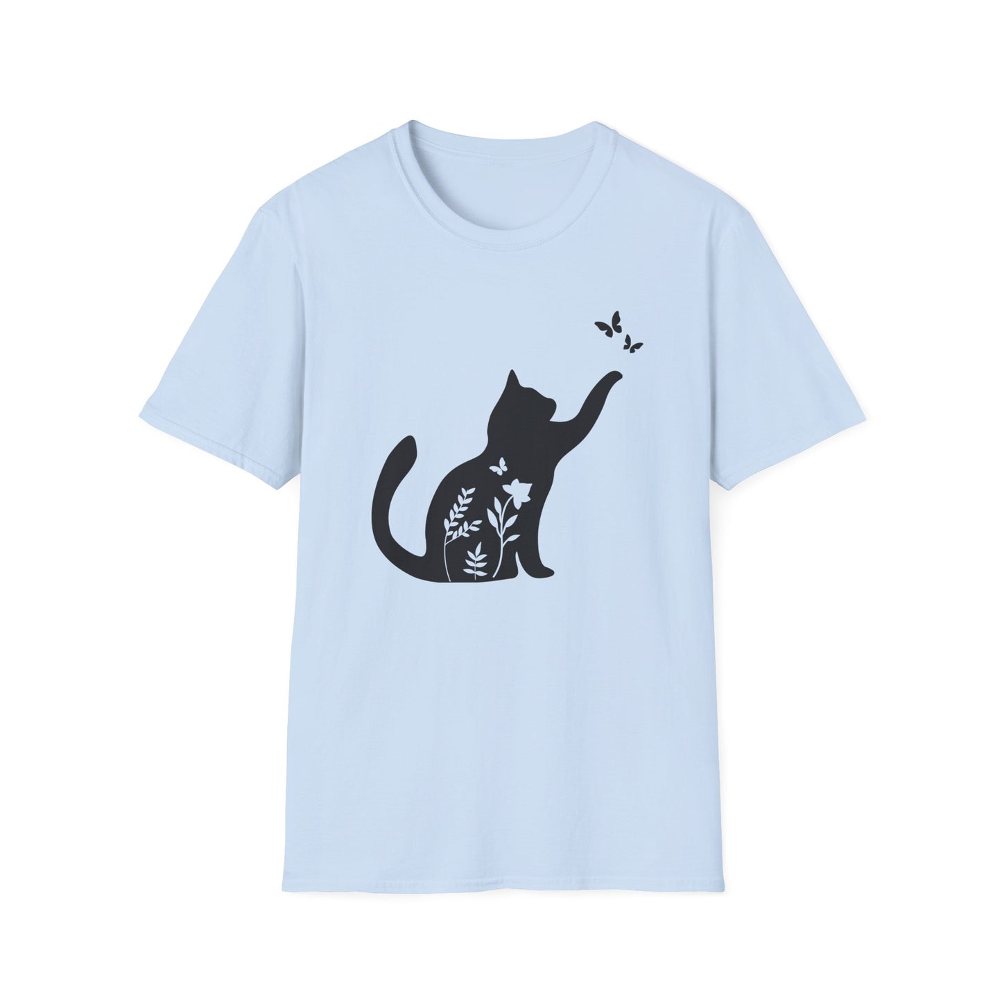 Floral Silhouette Cat T-Shirt