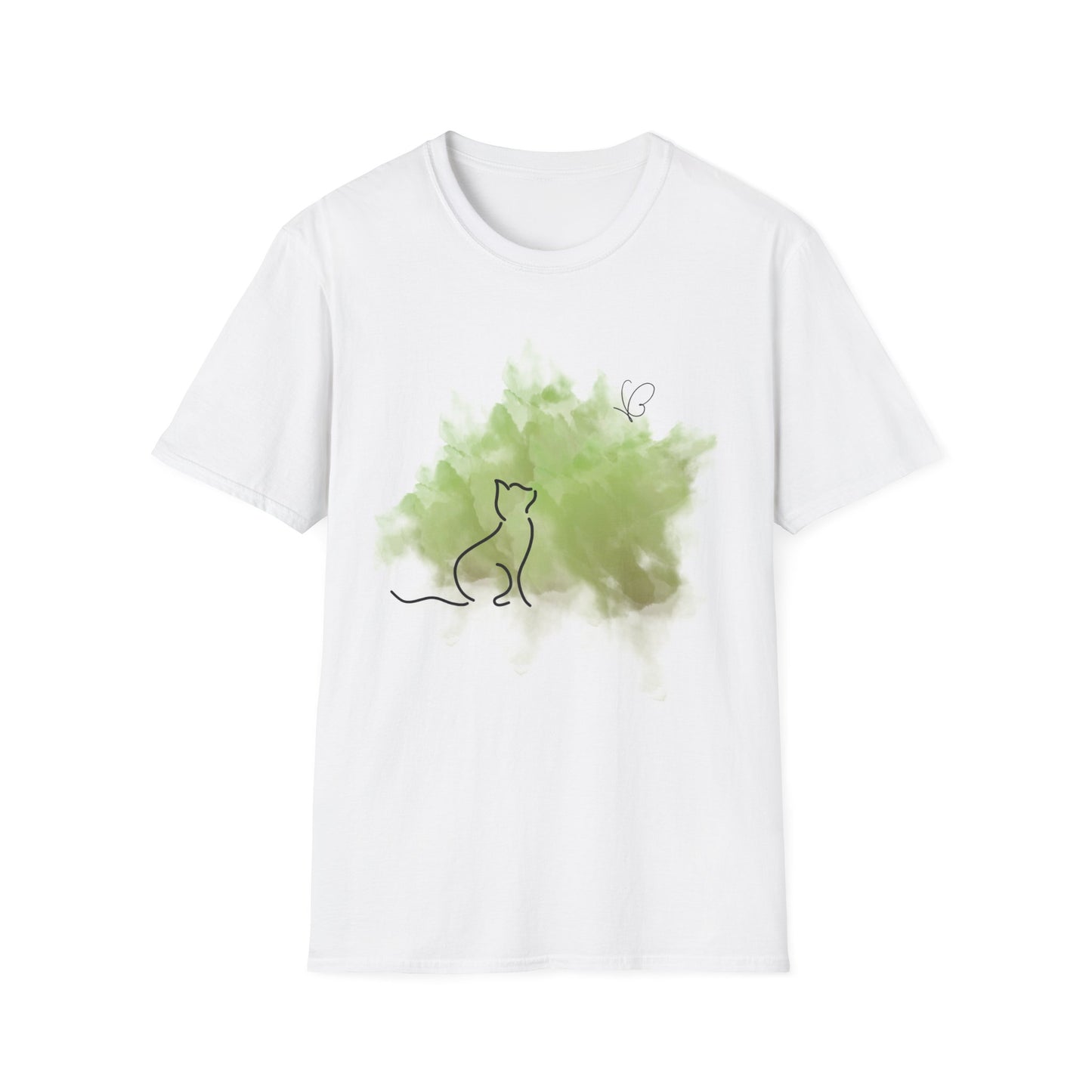 Butterfly and Cat Watercolor T-Shirt