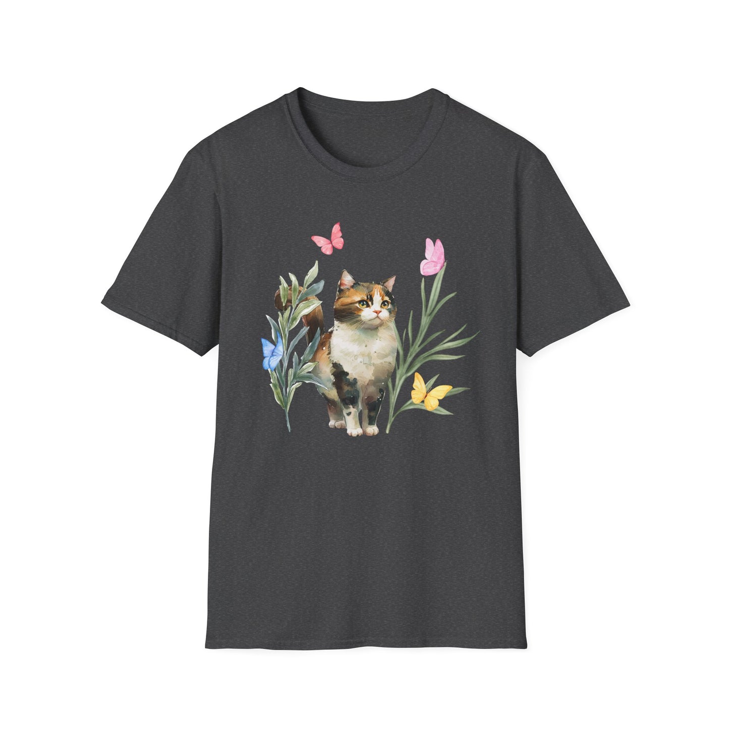 Happy Cat and Flowers T-Shirt
