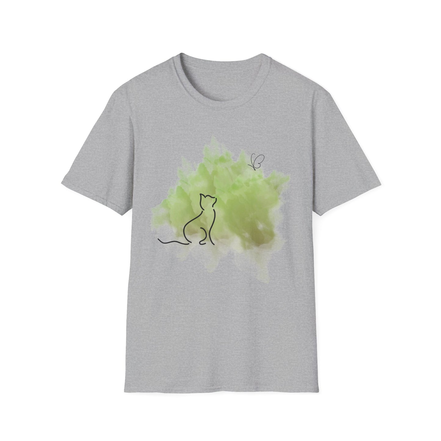 Butterfly and Cat Watercolor T-Shirt