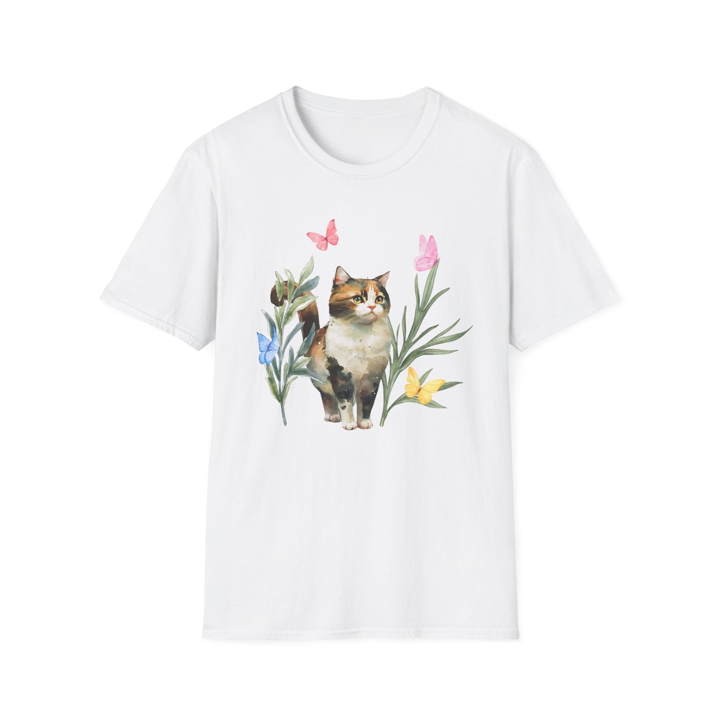 Happy Cat and Flowers T-Shirt