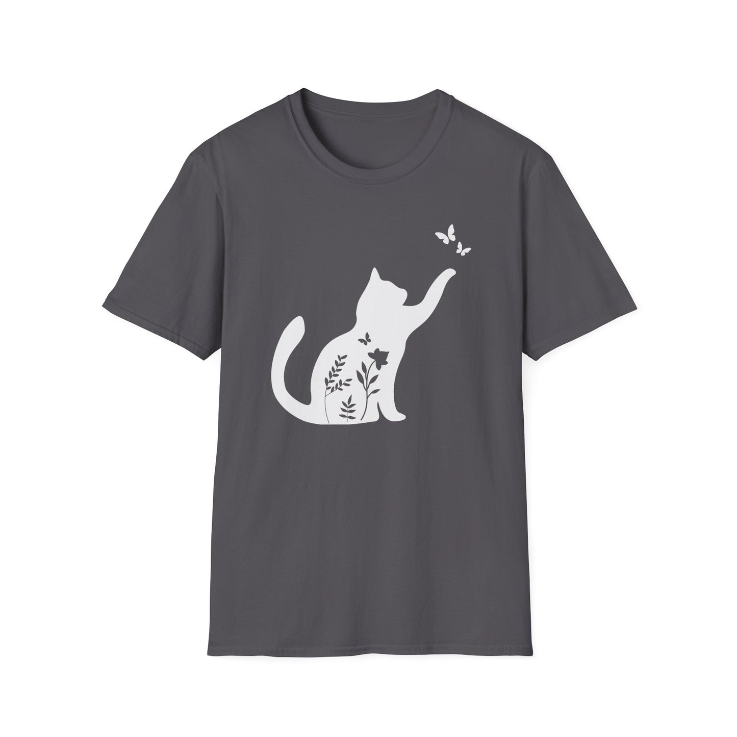 Floral Silhouette Cat T-Shirt