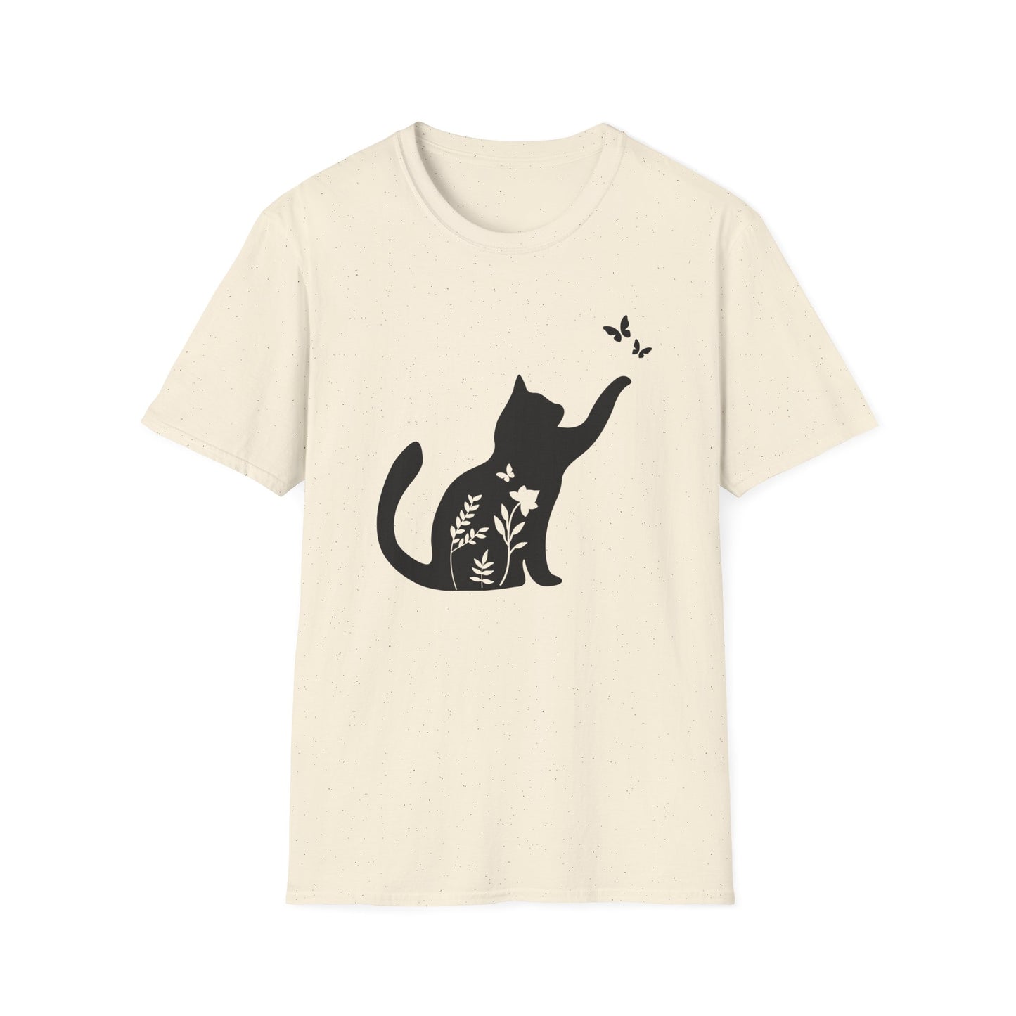 Floral Silhouette Cat T-Shirt