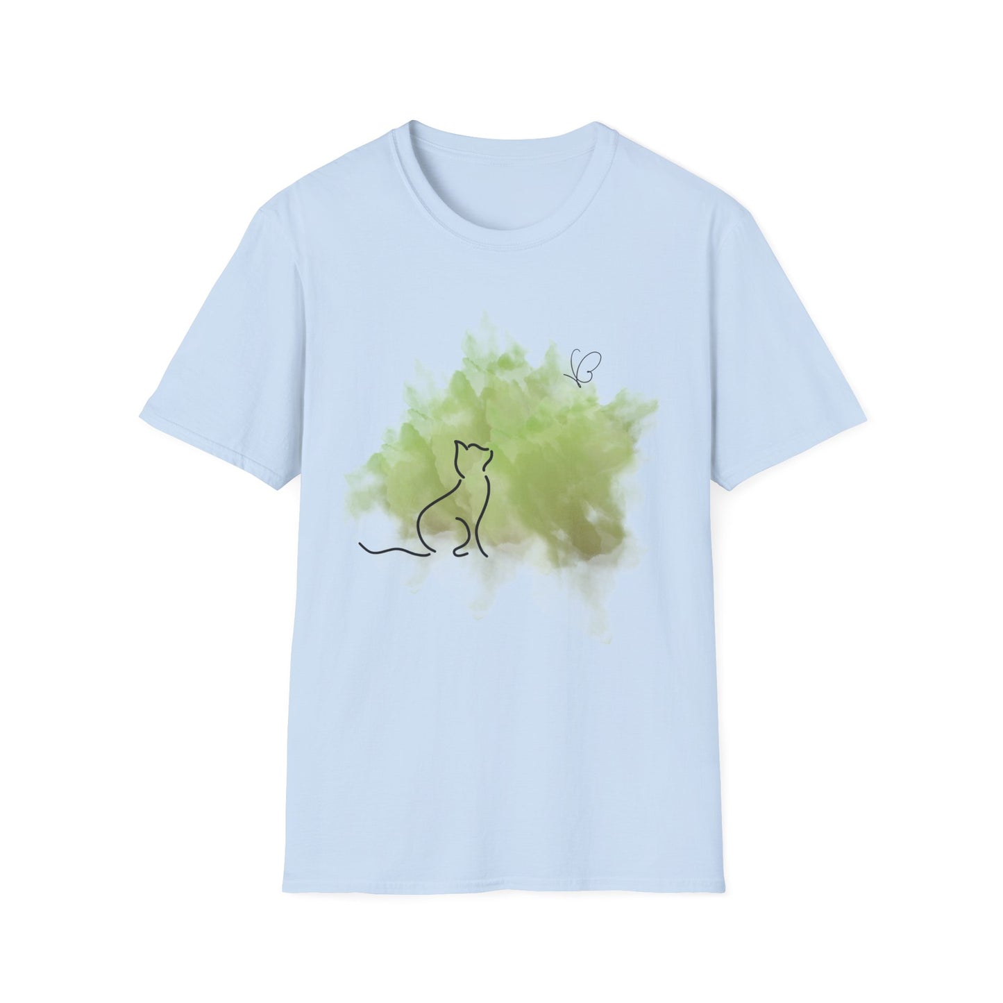 Butterfly and Cat Watercolor T-Shirt