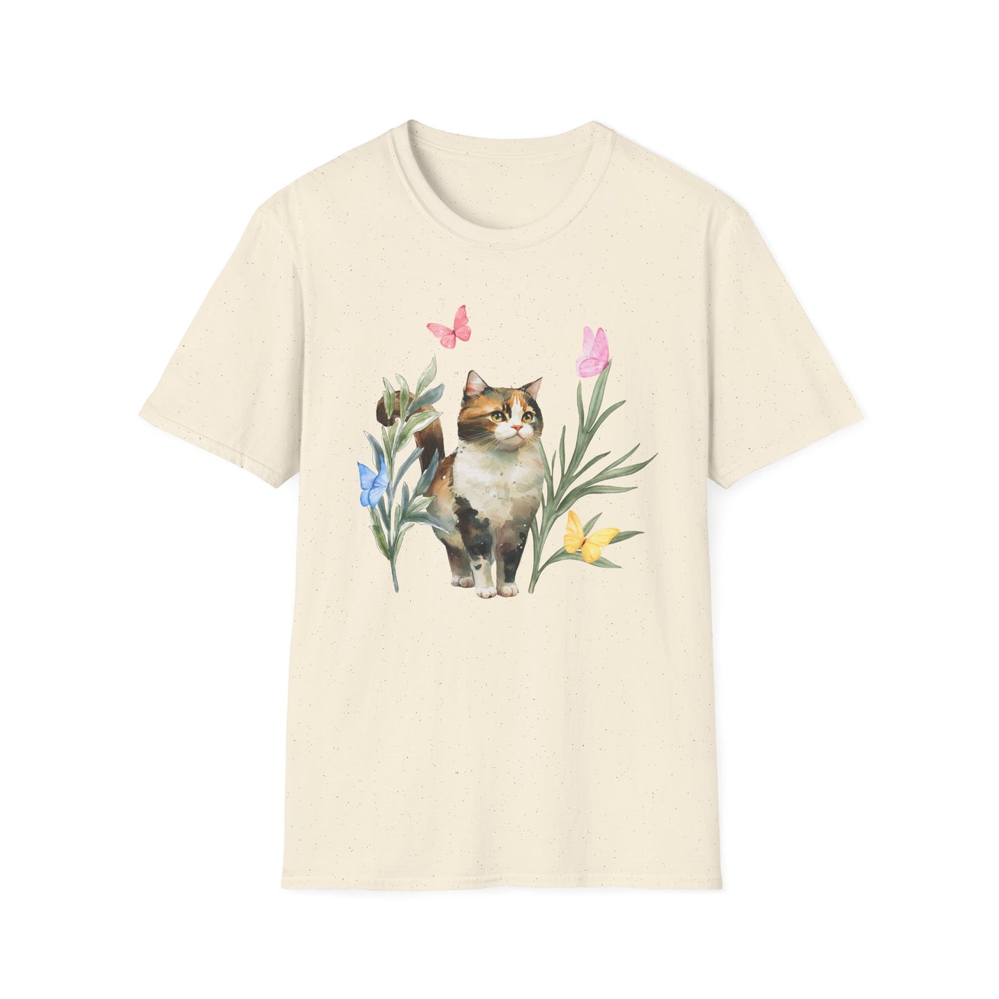 Happy Cat and Flowers T-Shirt
