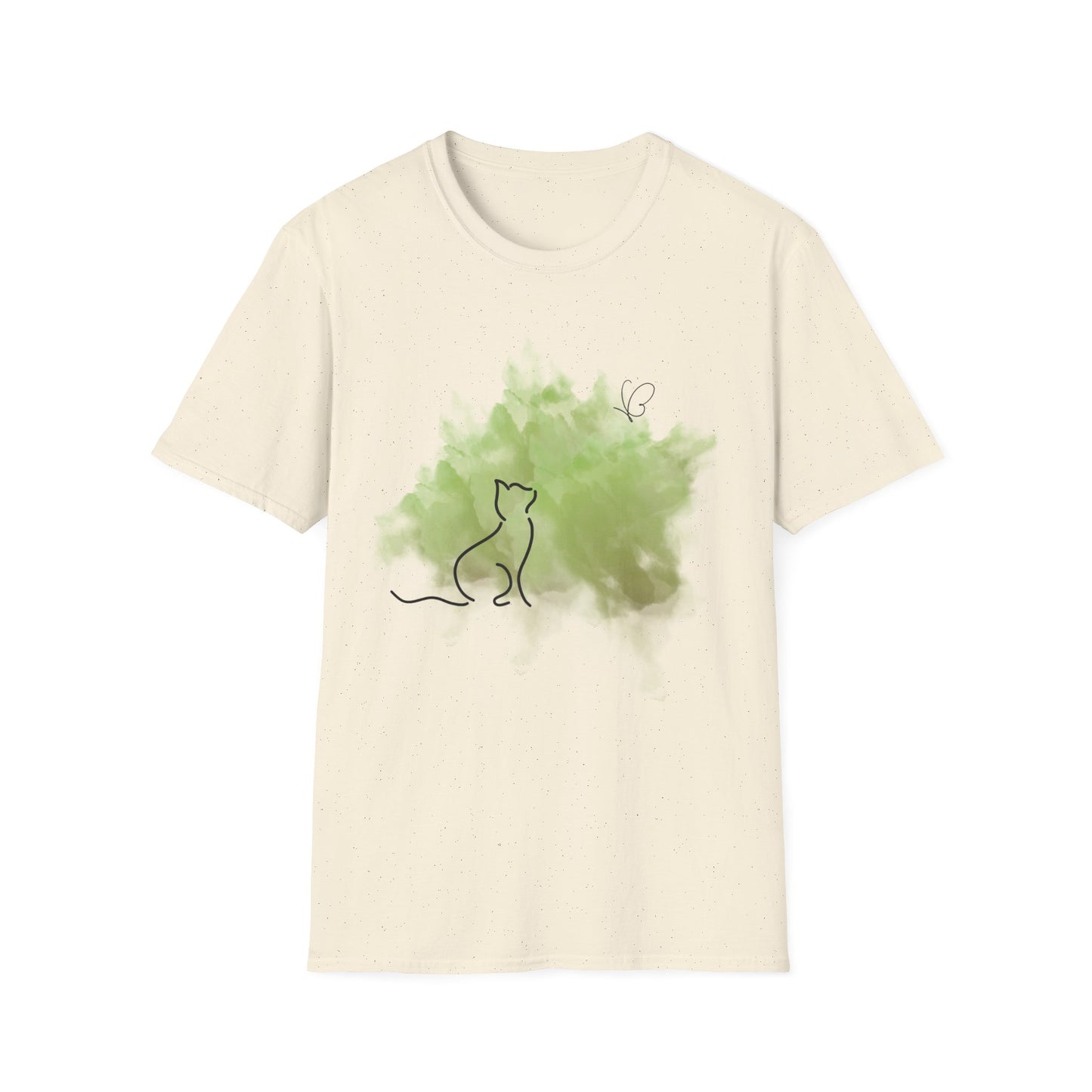 Butterfly and Cat Watercolor T-Shirt