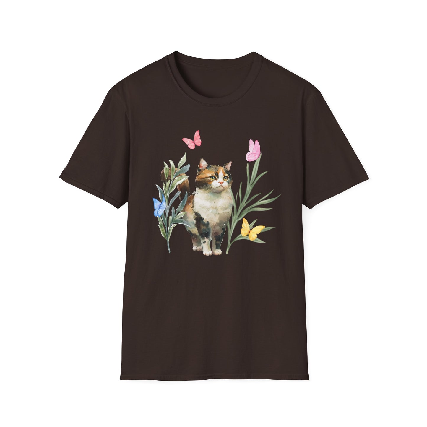 Happy Cat and Flowers T-Shirt