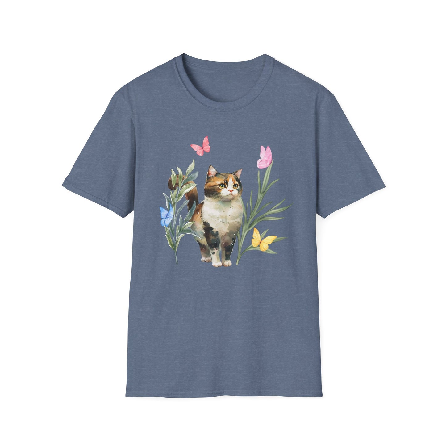 Happy Cat and Flowers T-Shirt