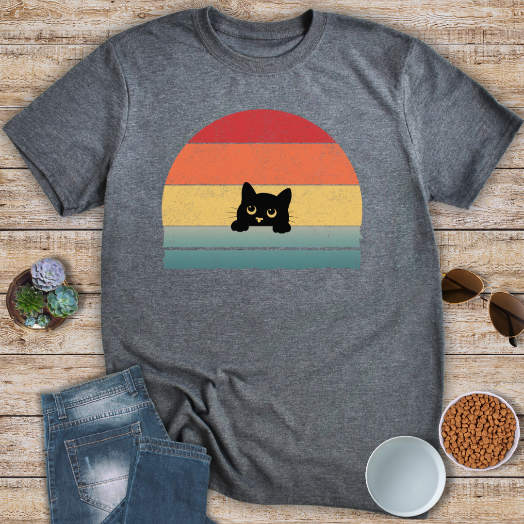 Sunset Peeking Cat T-Shirt