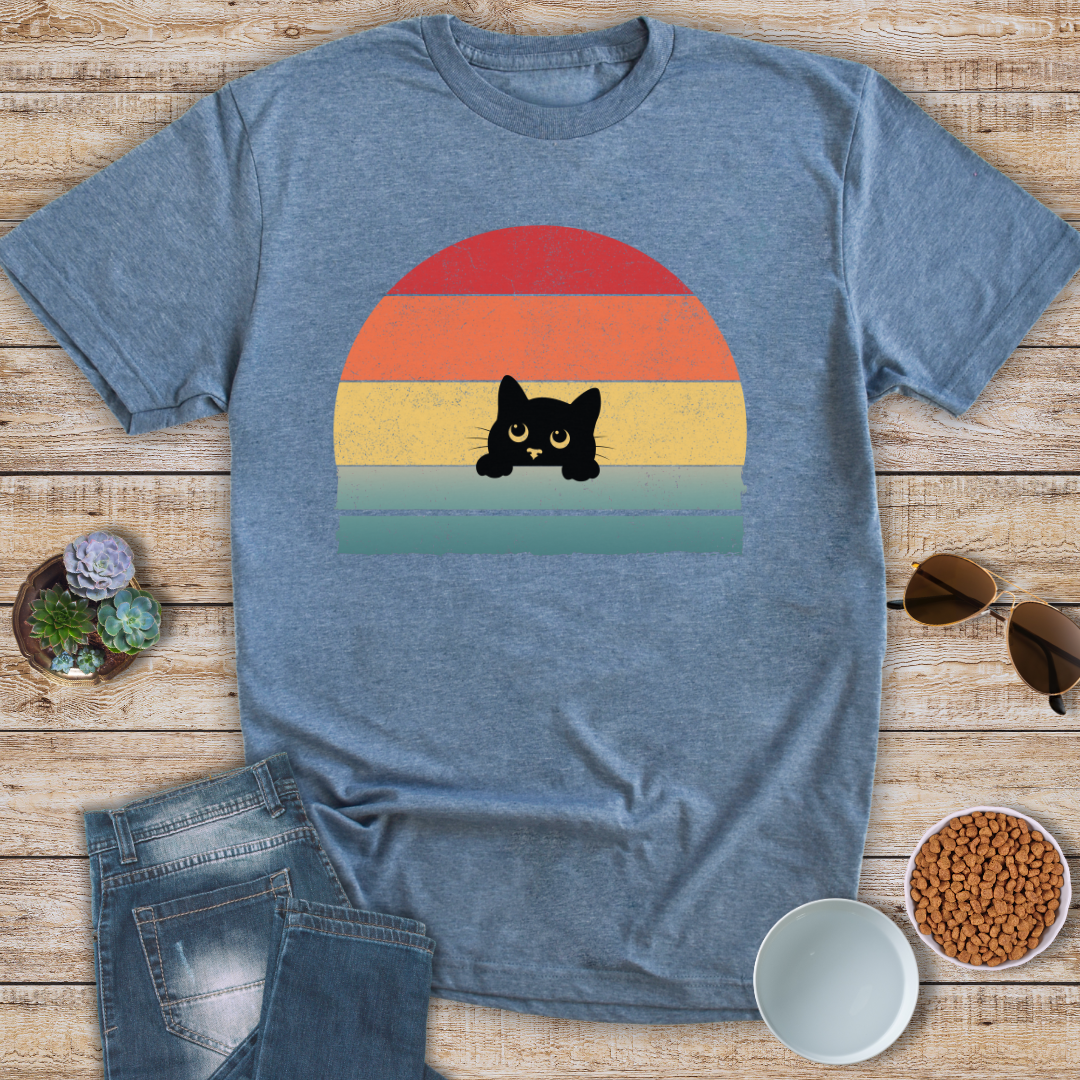 Sunset Peeking Cat T-Shirt