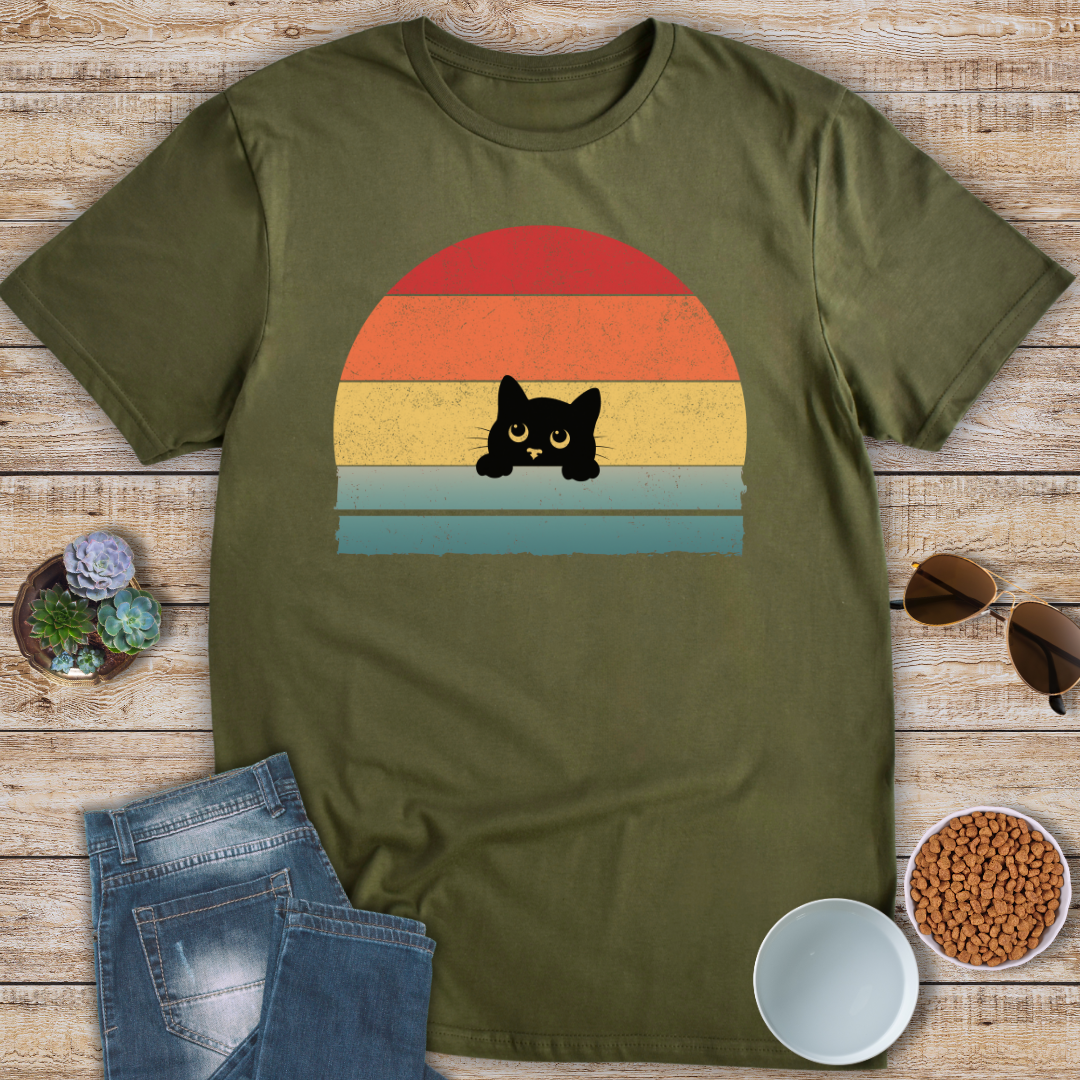 Sunset Peeking Cat T-Shirt