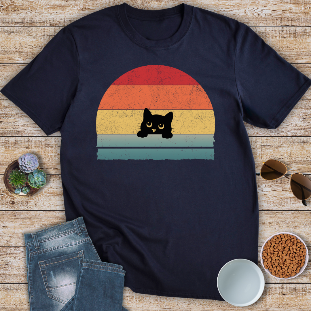 Sunset Peeking Cat T-Shirt