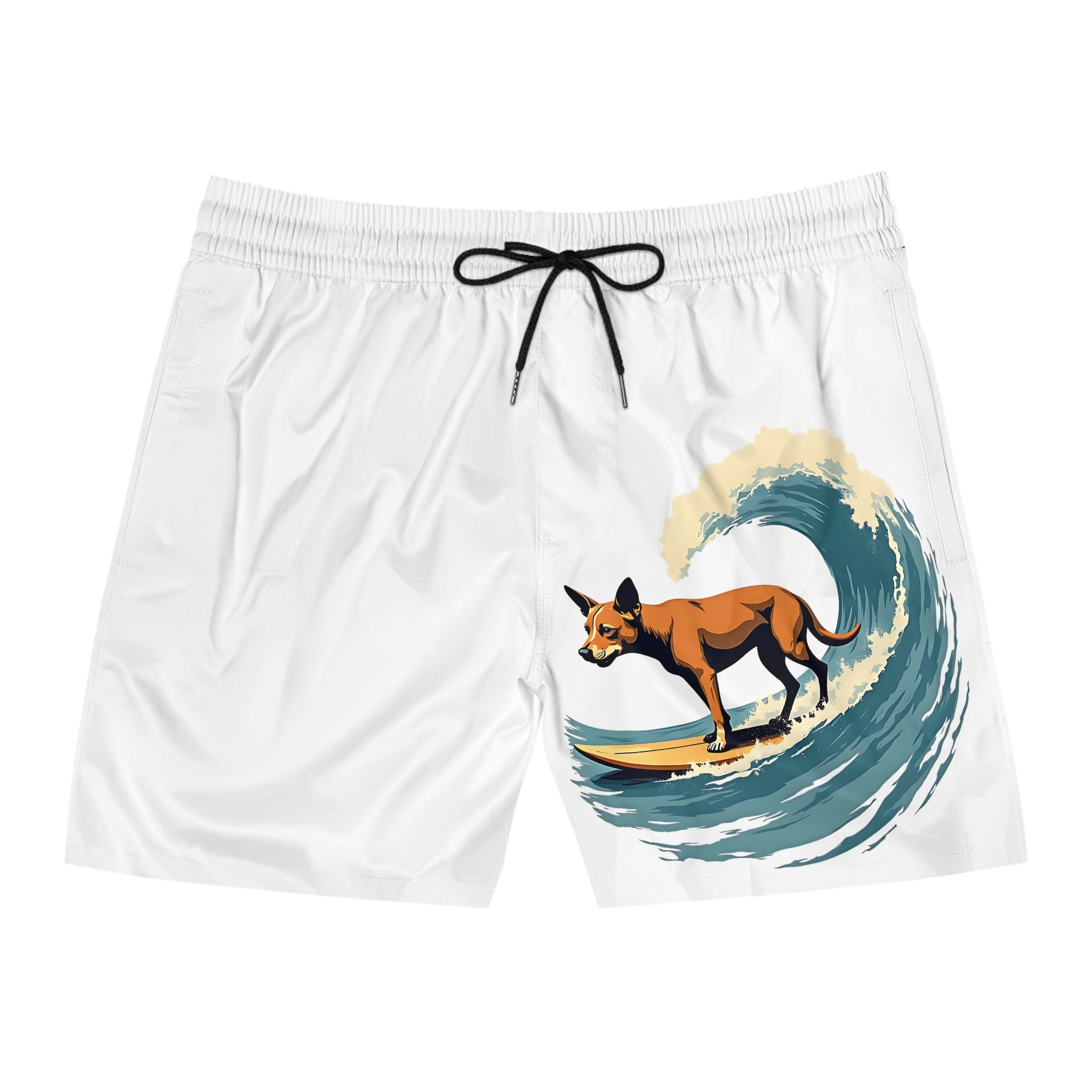 Surfing Dog Swim Shorts — Men's Mid-Length Beach Trunks