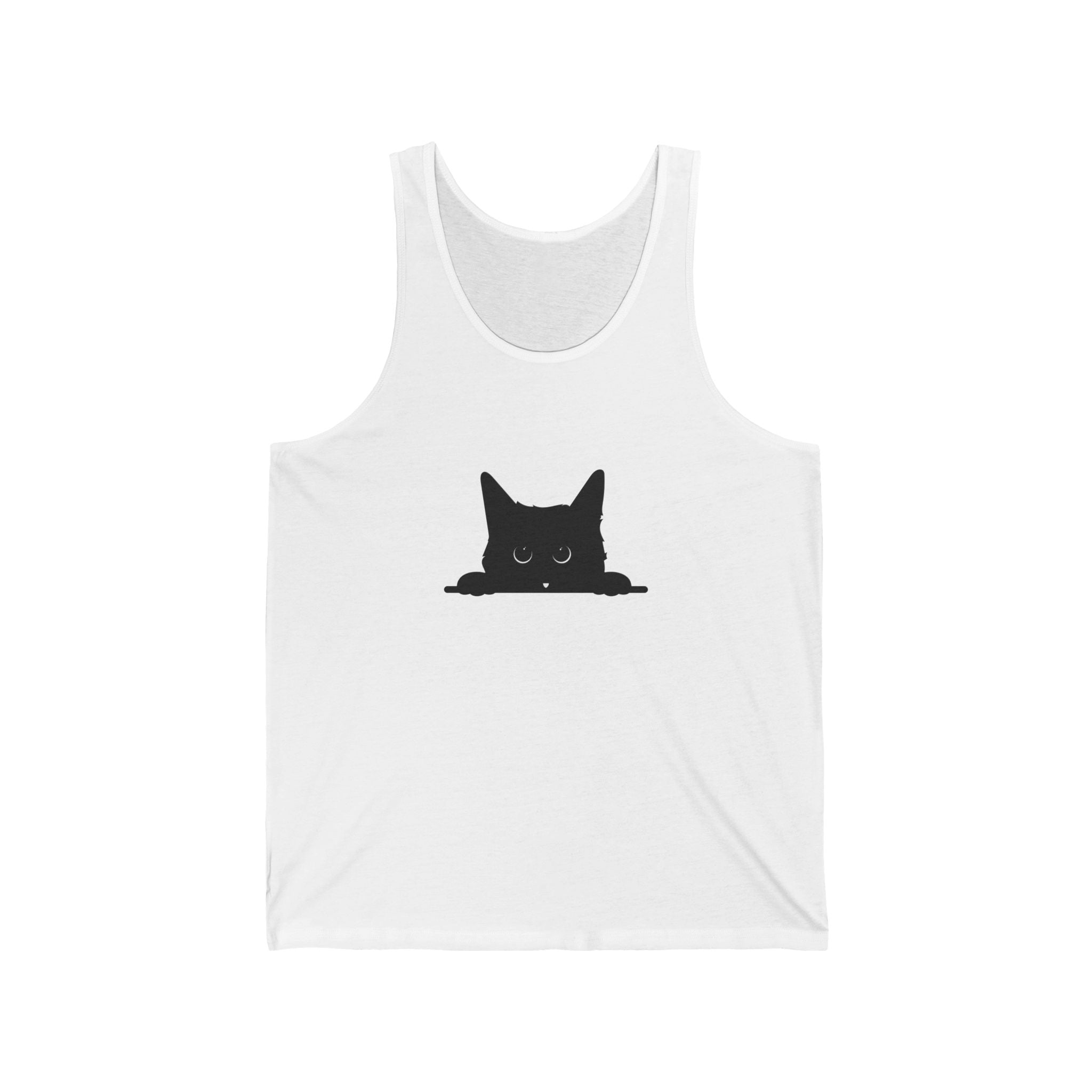 Peeking Black Cat Unisex Tank Top