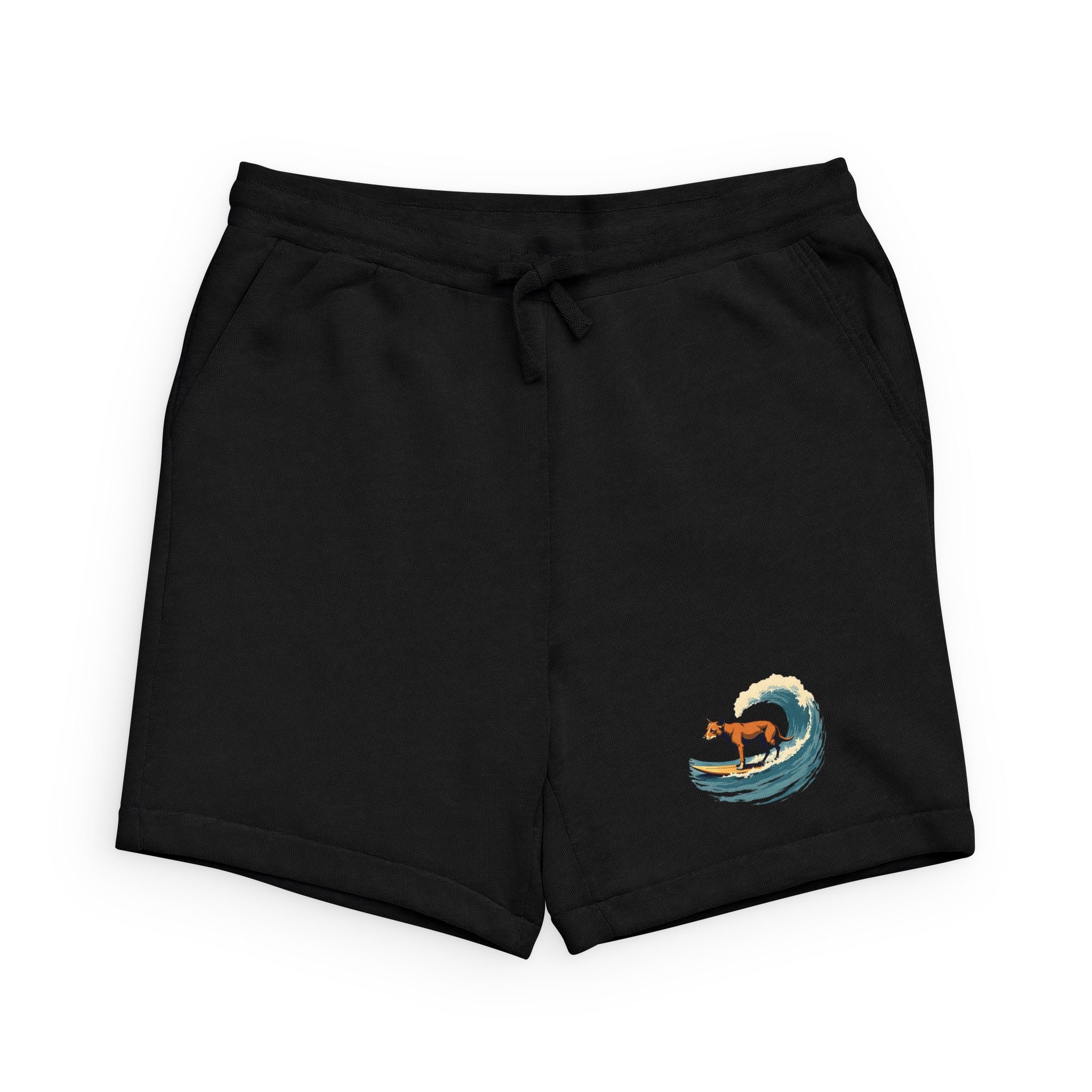 Surfing Dog Wave Sweatshorts – Casual Beachboard Fleece Unisex Shorts