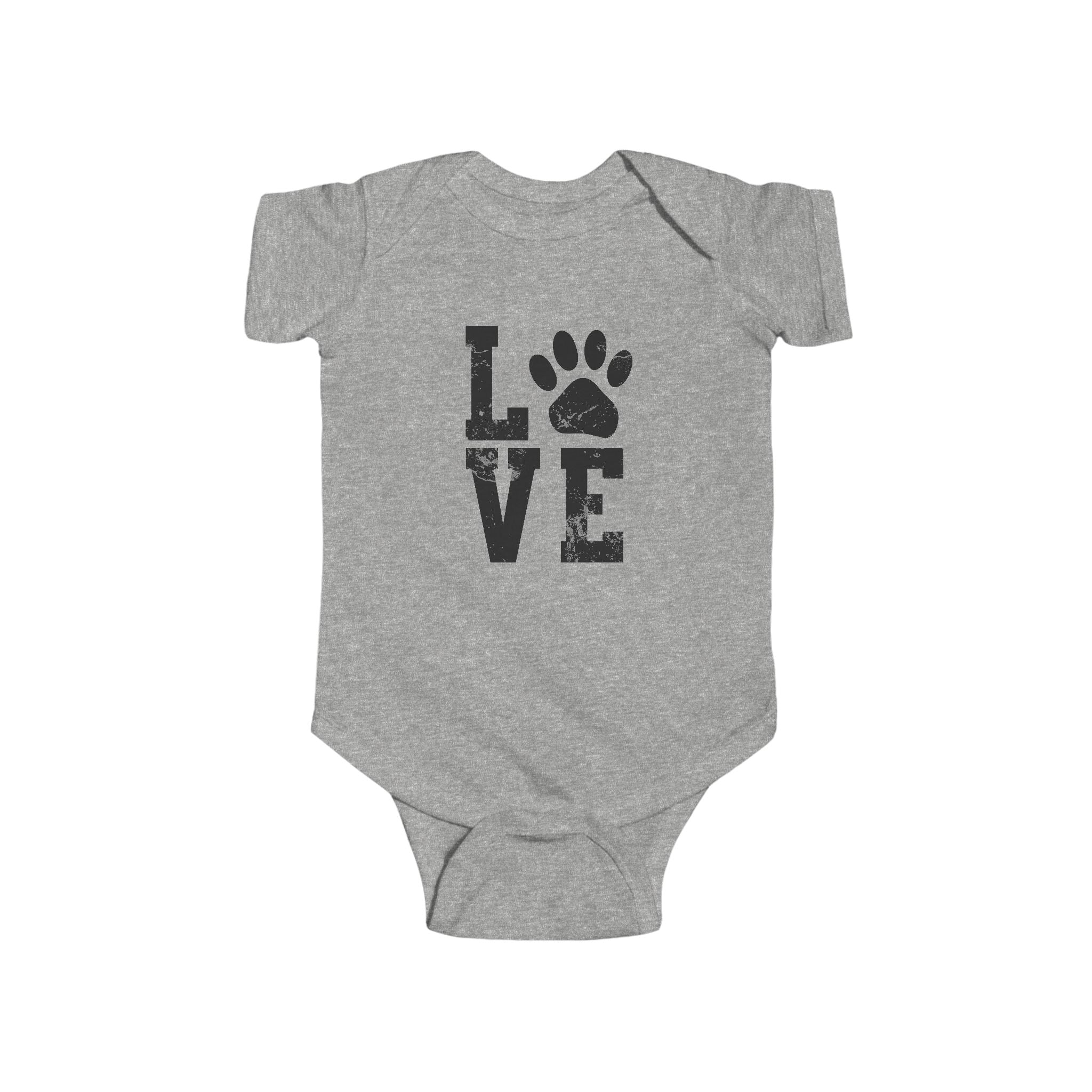 Infant Bodysuit - 'LOVE' Paw Print Baby Onesie, Cute Puppy Pet Lover Gift