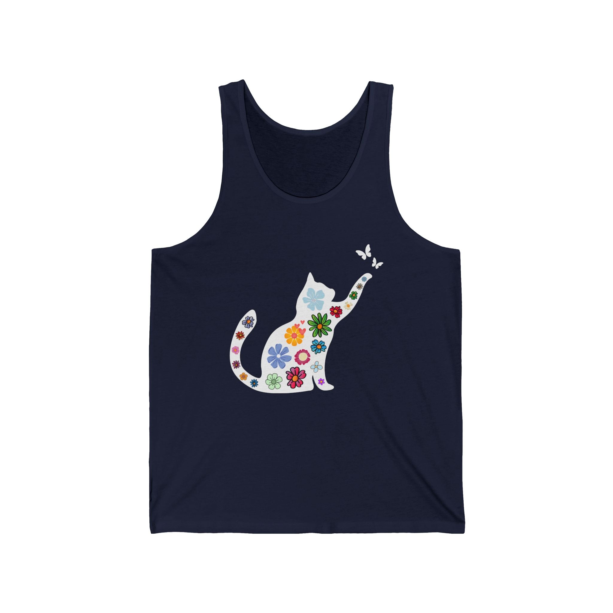 Colorful Flower Cat Butterfly Unisex Tank Top