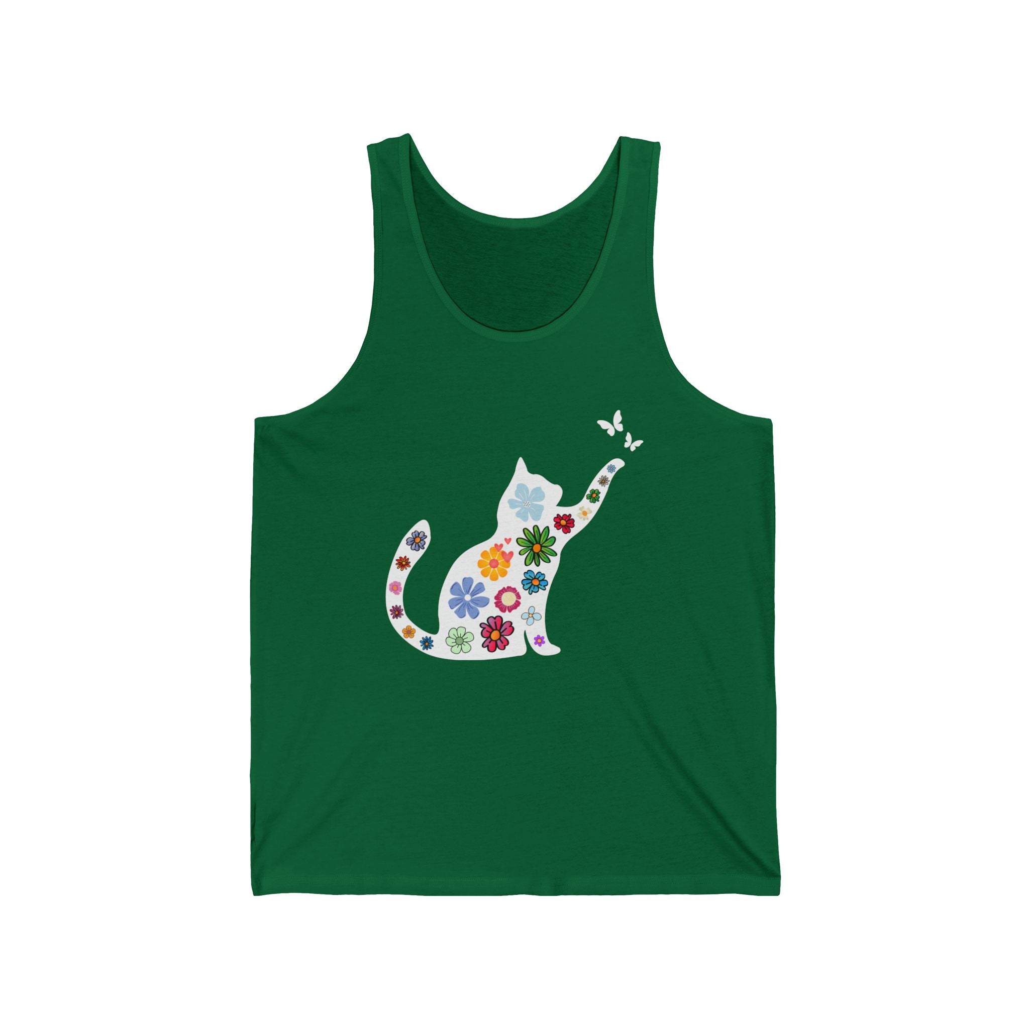 Colorful Flower Cat Butterfly Unisex Tank Top