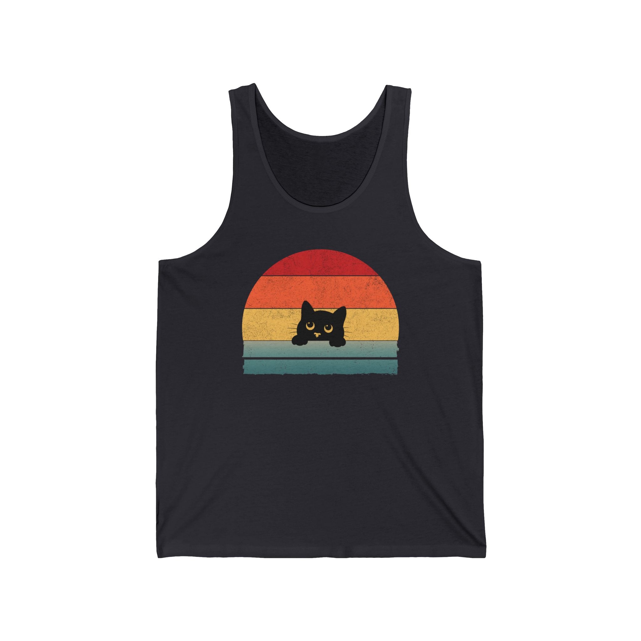 Retro Cute Cat Peeking Unisex Tank Top