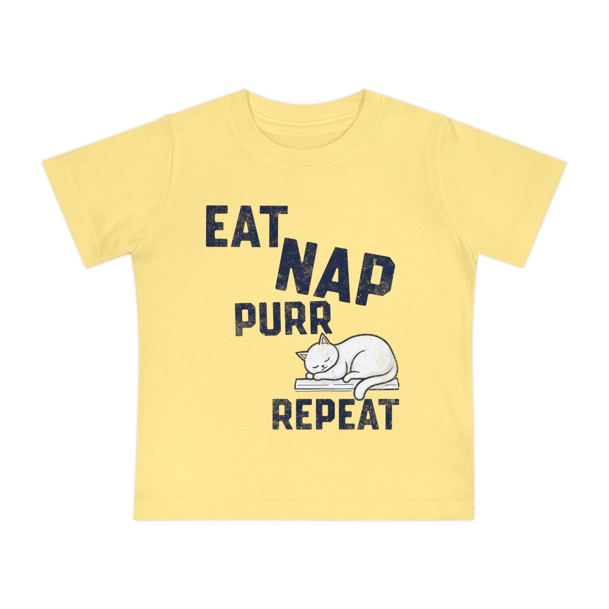 Baby T-Shirt — "Eat, Nap, Purr, Repeat" Cute Cat Graphic