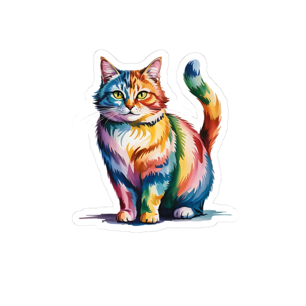Watercolor Rainbow Cat Sticker