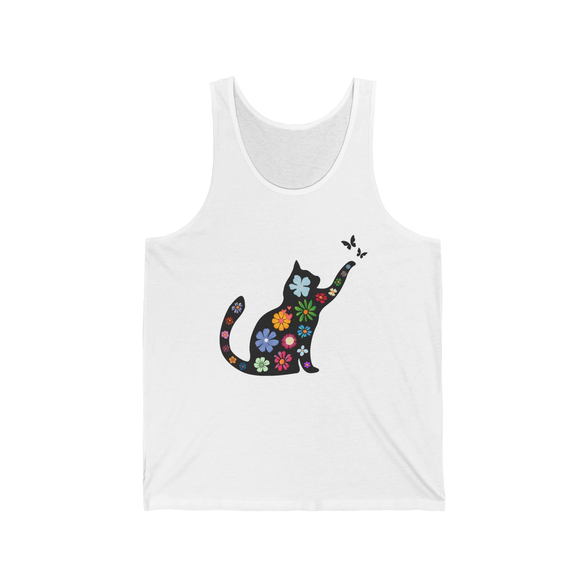 Colorful Flower Cat Butterfly Unisex Tank Top