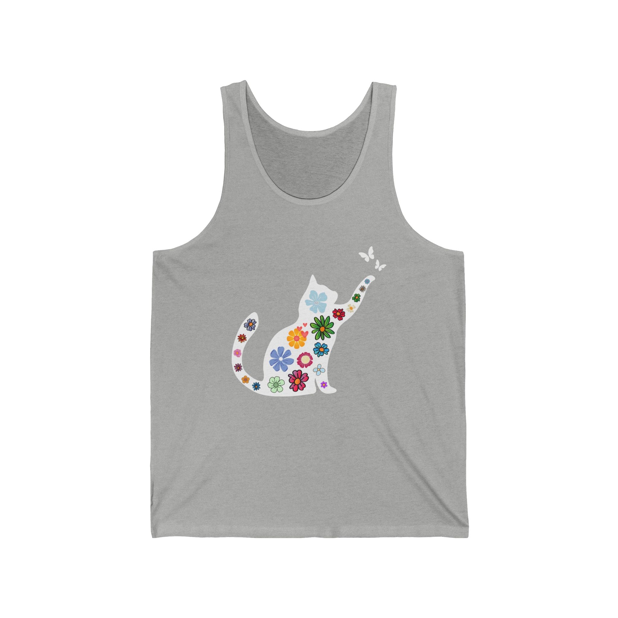 Colorful Flower Cat Butterfly Unisex Tank Top