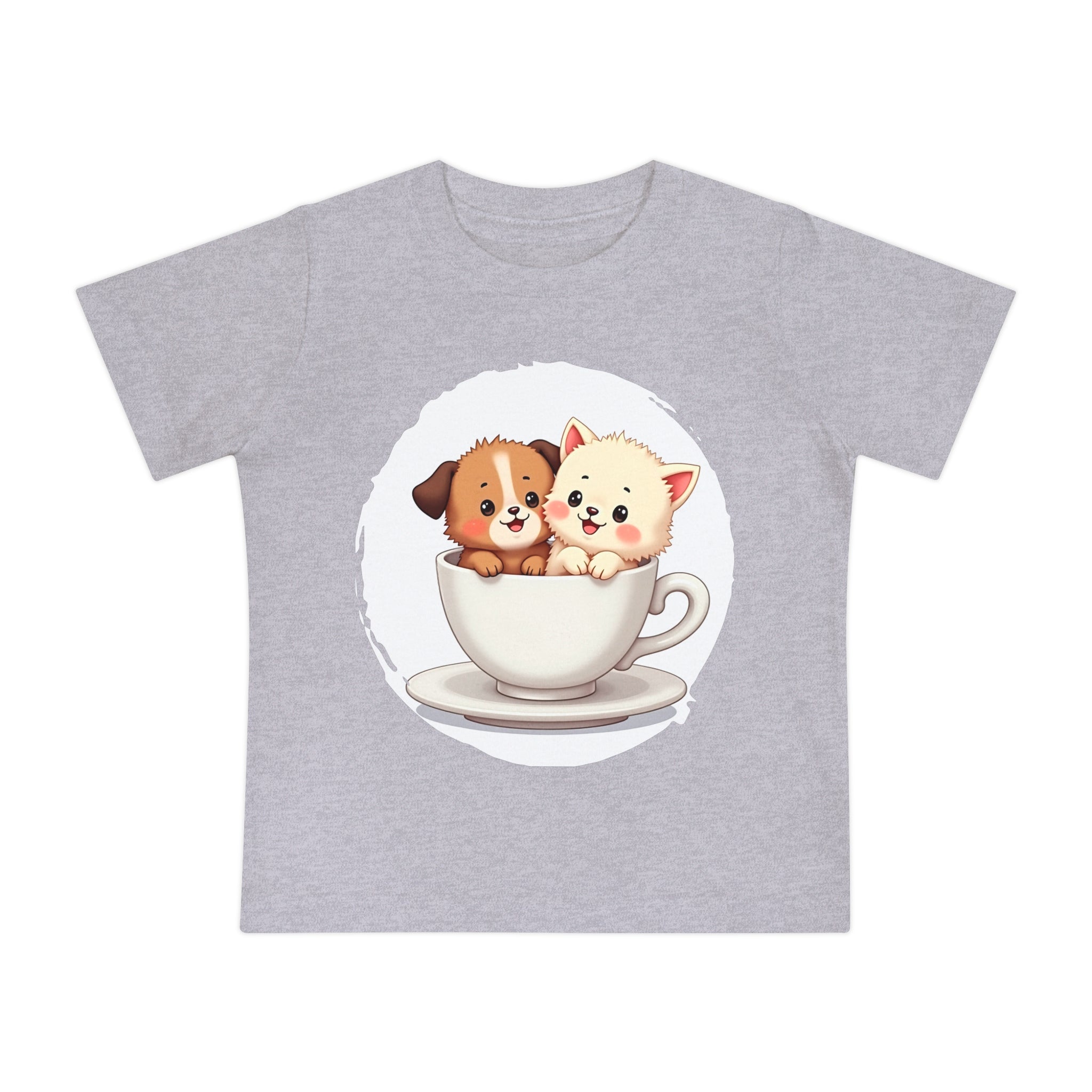 Baby T-Shirt — Cute Puppy and Kitten in Teacup Graphic