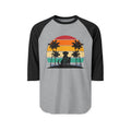 Retro Surf Dog Raglan Shirt — Sunset Palm Beach Graphic Tee
