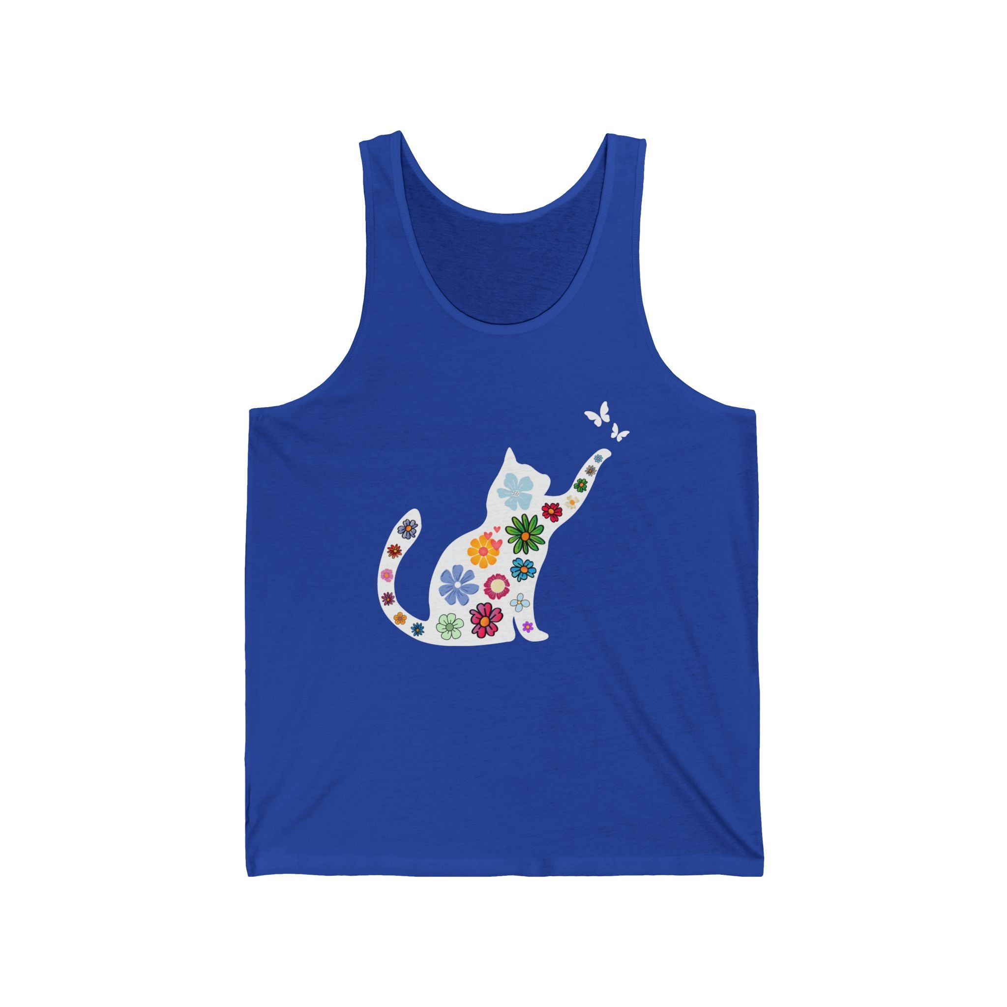 Colorful Flower Cat Butterfly Unisex Tank Top