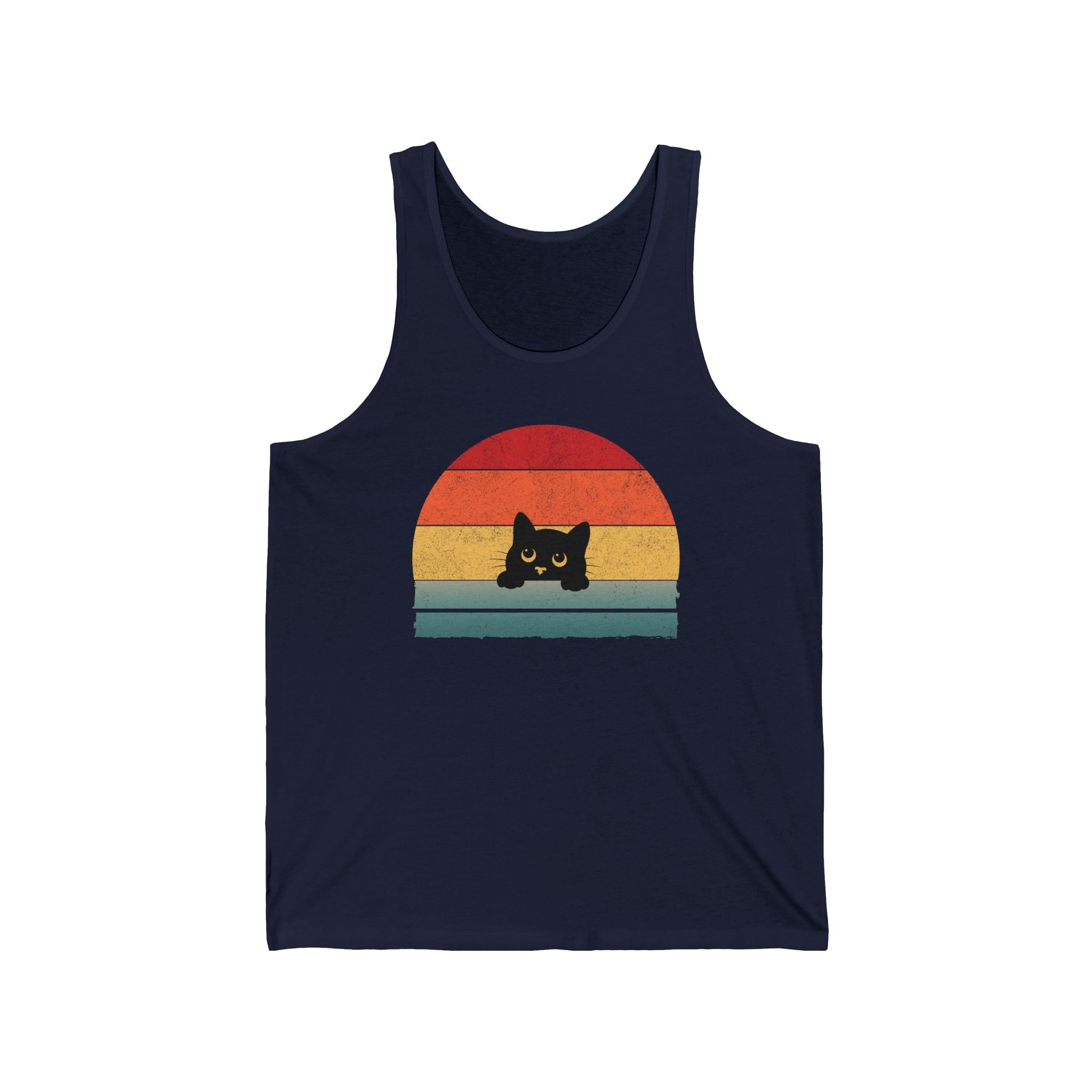 Retro Cute Cat Peeking Unisex Tank Top