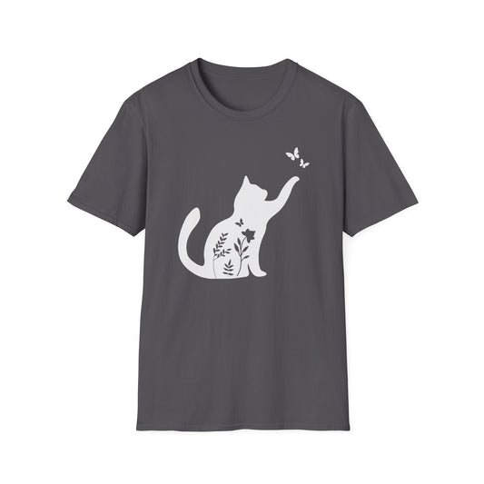 Floral Silhouette Cat T-Shirt