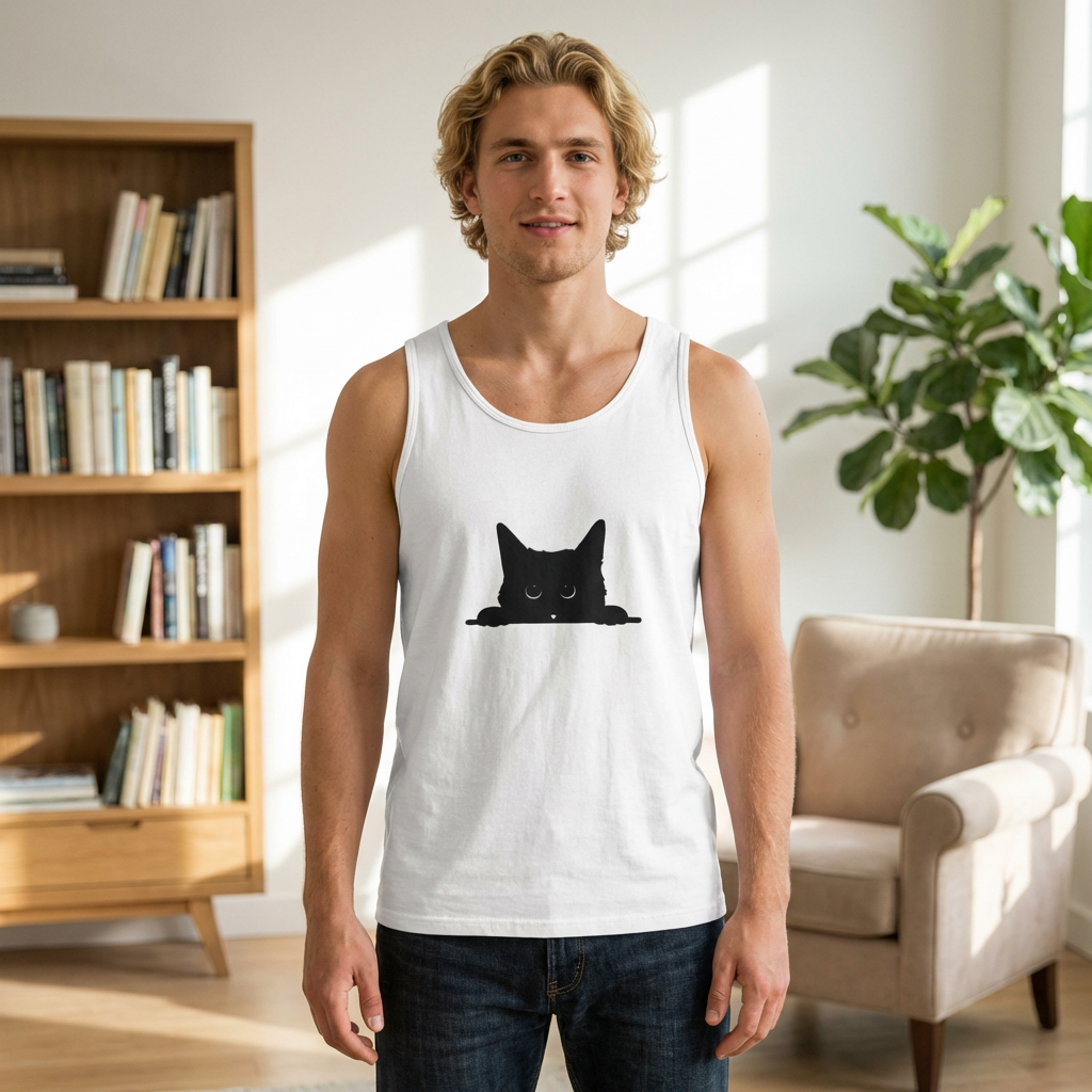 Peeking Black Cat Unisex Tank Top