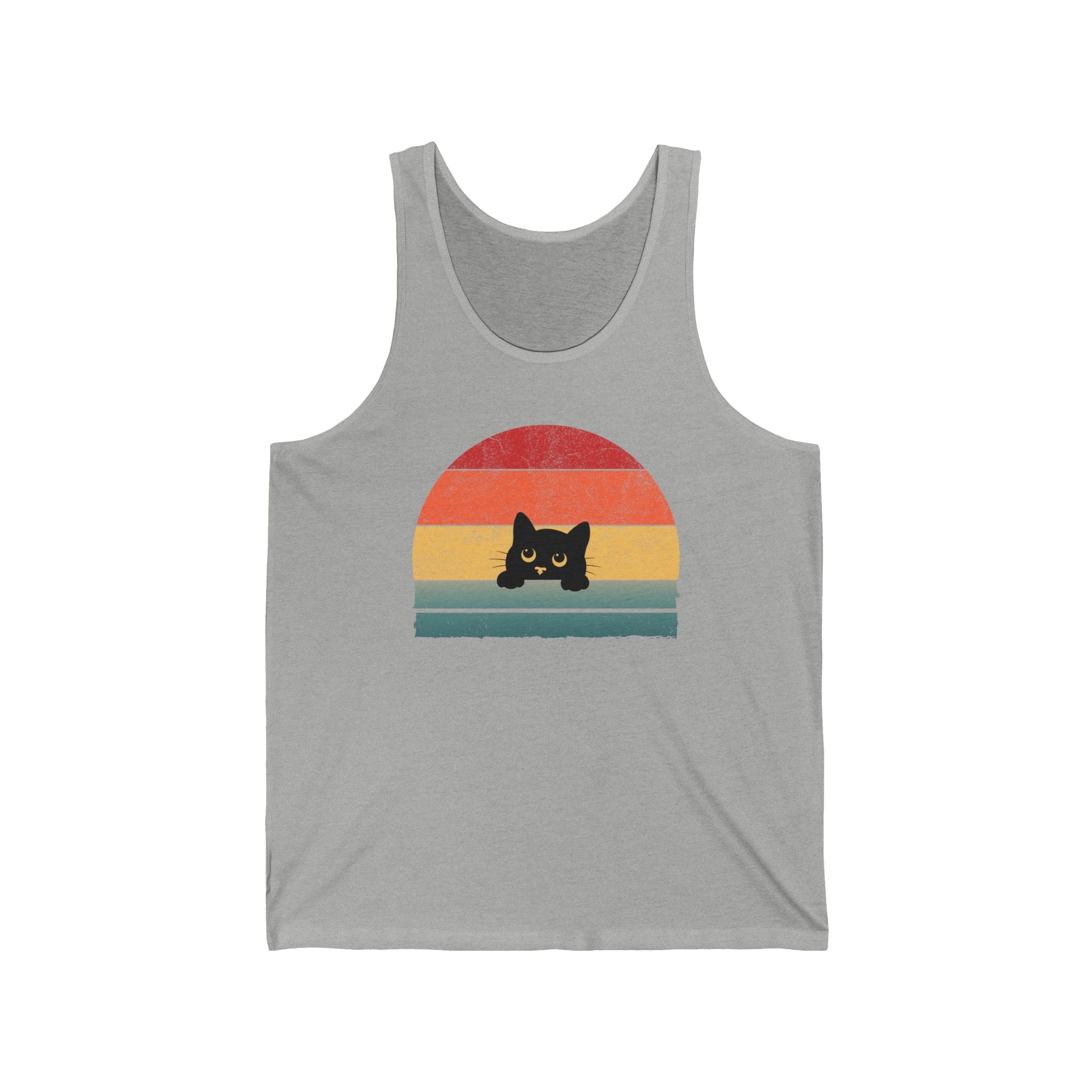 Retro Cute Cat Peeking Unisex Tank Top