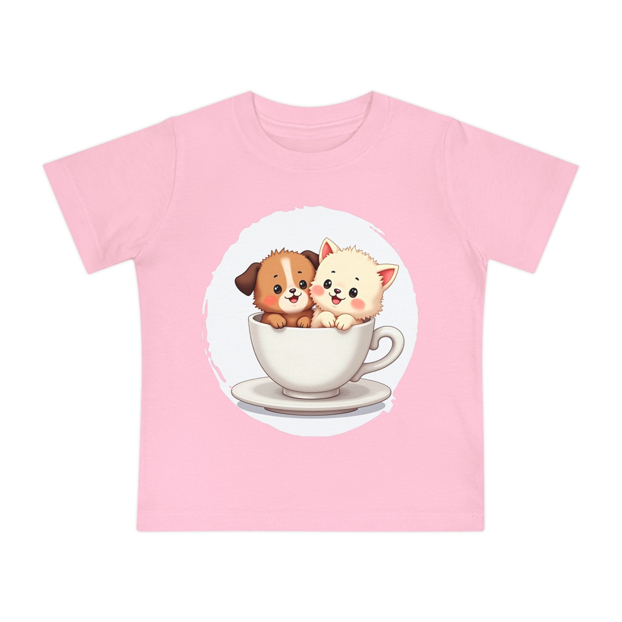 Baby T-Shirt — Cute Puppy and Kitten in Teacup Graphic