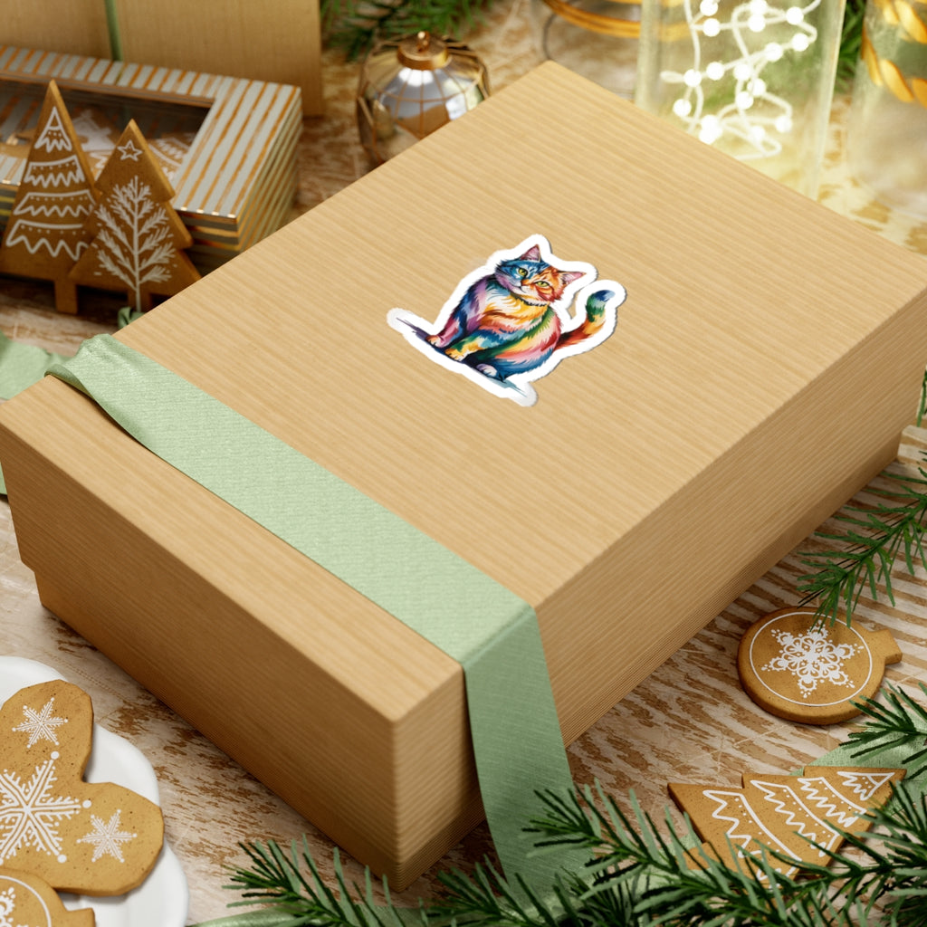 Watercolor Rainbow Cat Sticker