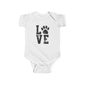 Infant Bodysuit - 'LOVE' Paw Print Baby Onesie, Cute Puppy Pet Lover Gift