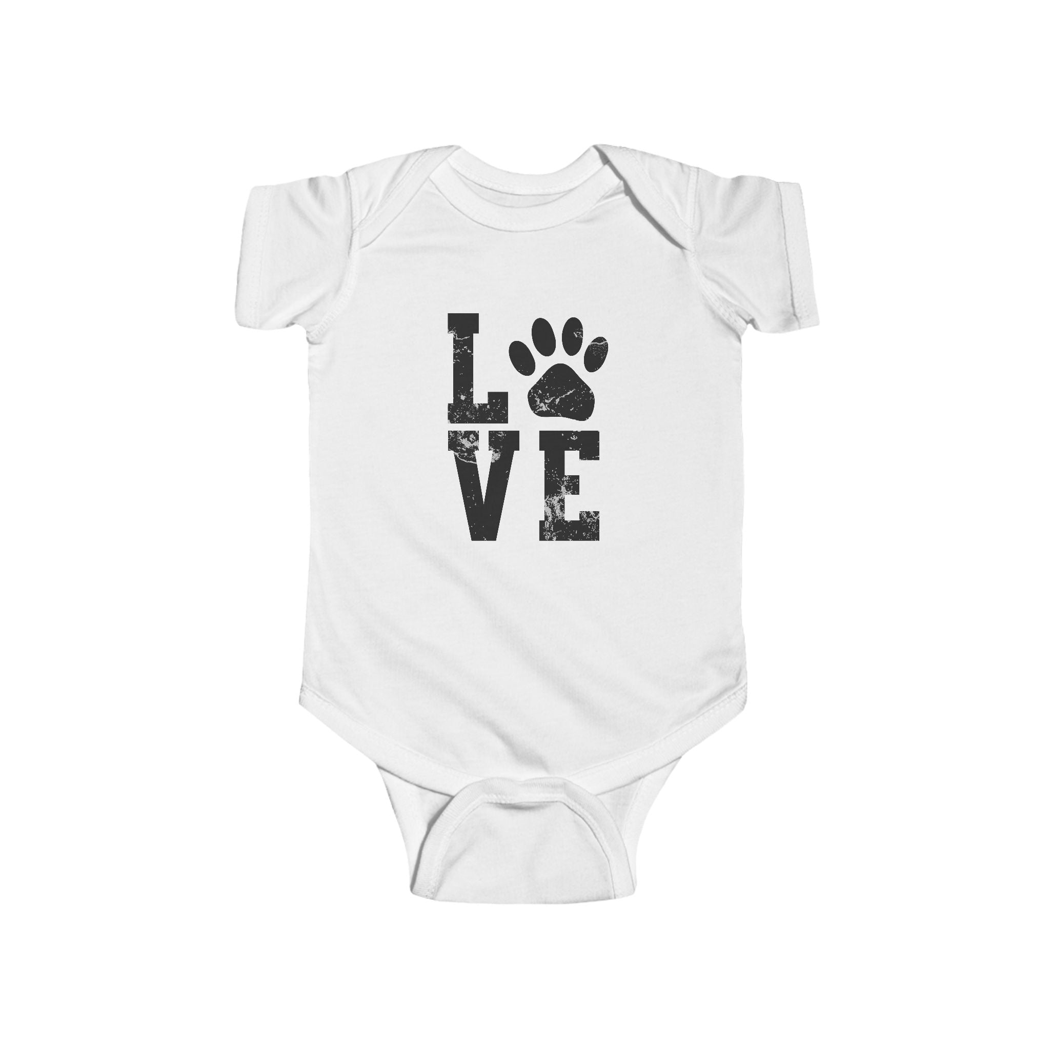 Infant Bodysuit - 'LOVE' Paw Print Baby Onesie, Cute Puppy Pet Lover Gift