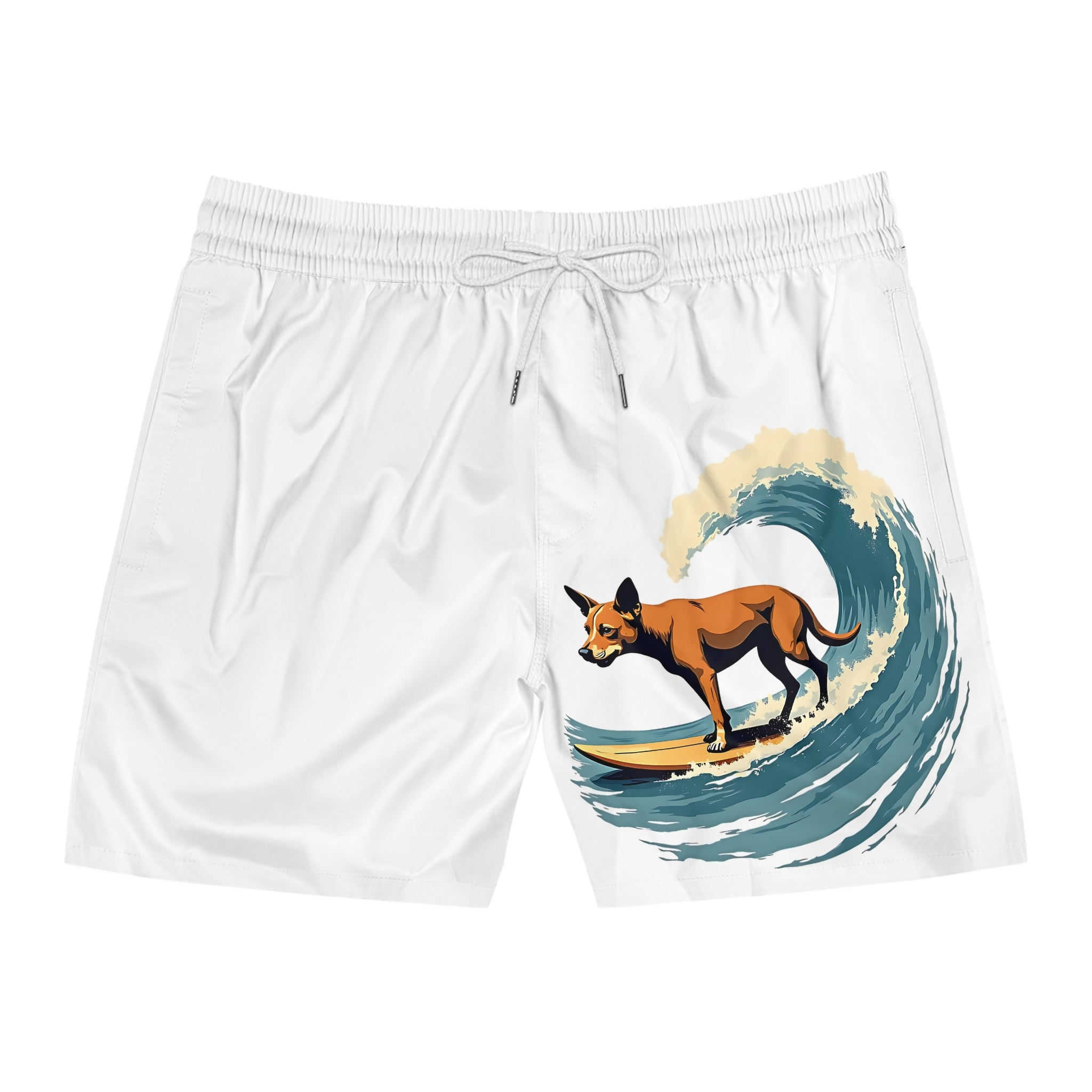 Surfing Dog Swim Shorts — Men's Mid-Length Beach Trunks