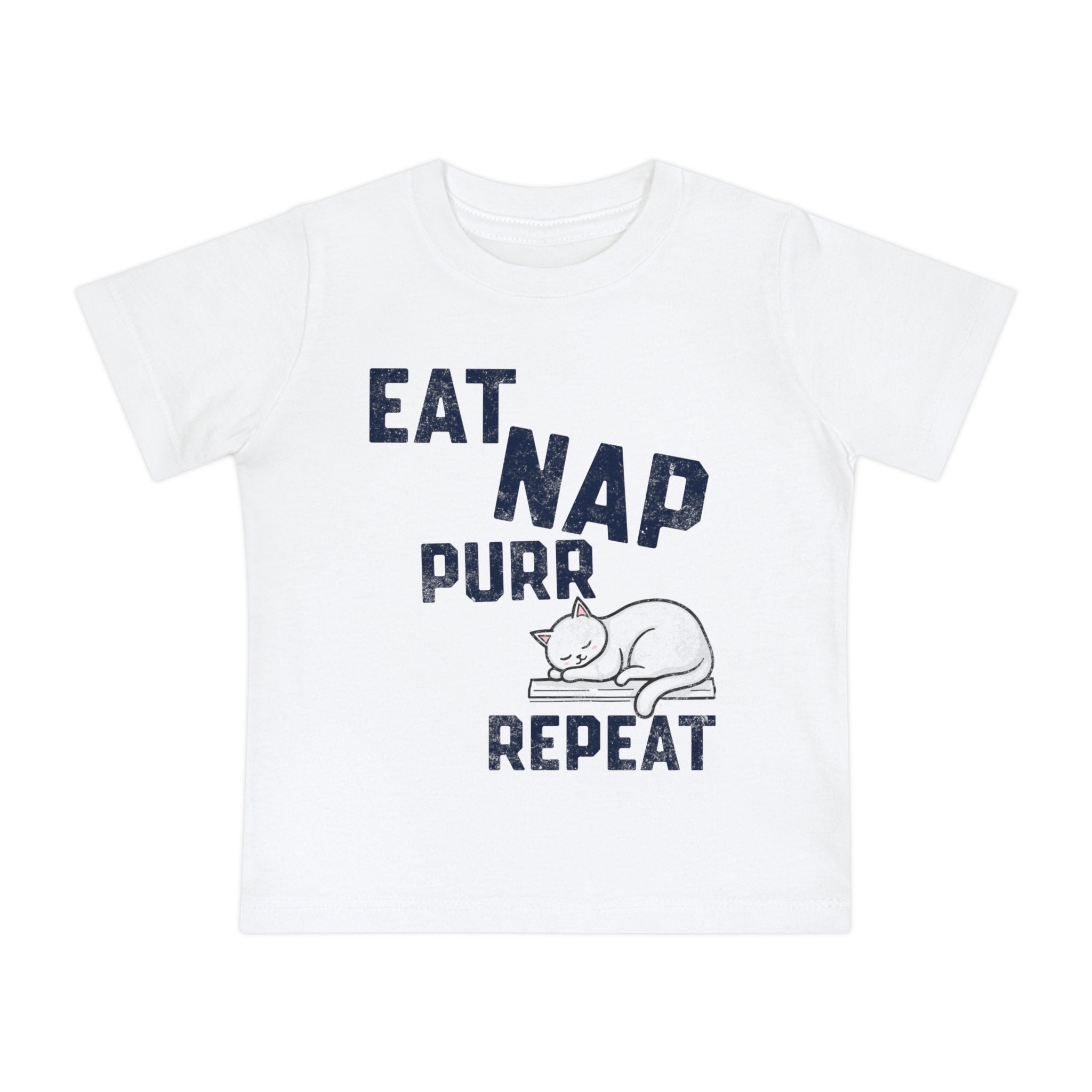 Baby T-Shirt — "Eat, Nap, Purr, Repeat" Cute Cat Graphic