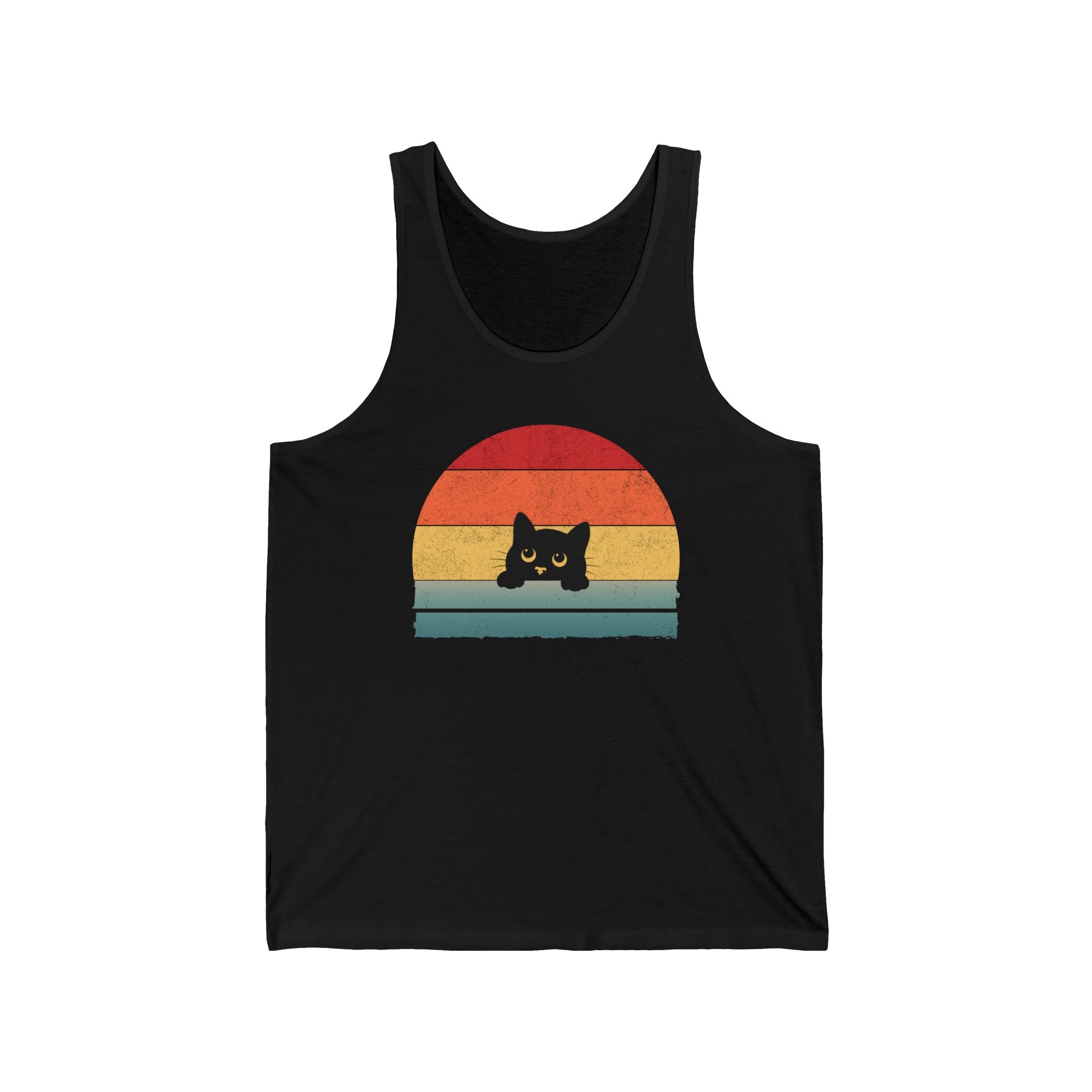 Retro Cute Cat Peeking Unisex Tank Top