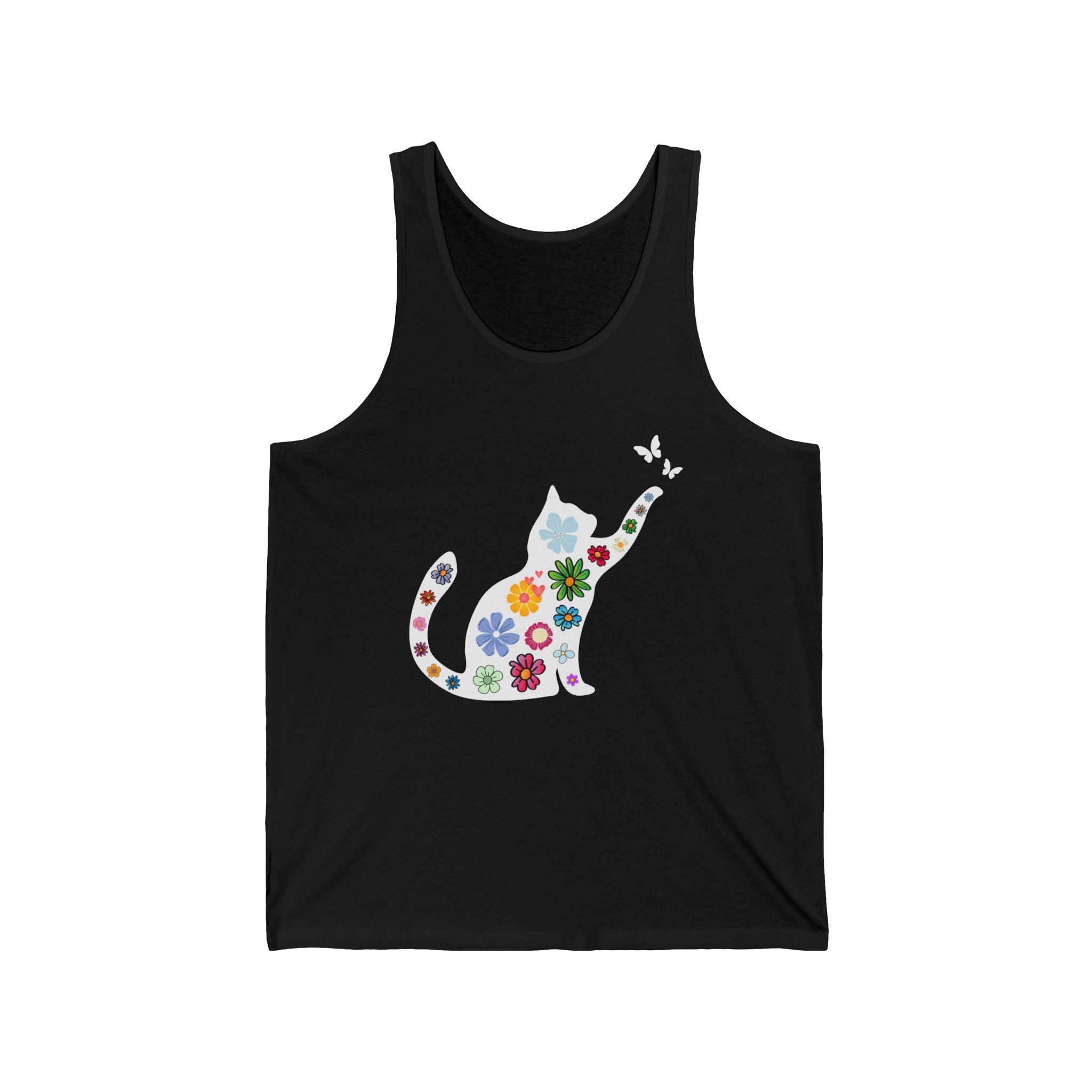 Colorful Flower Cat Butterfly Unisex Tank Top