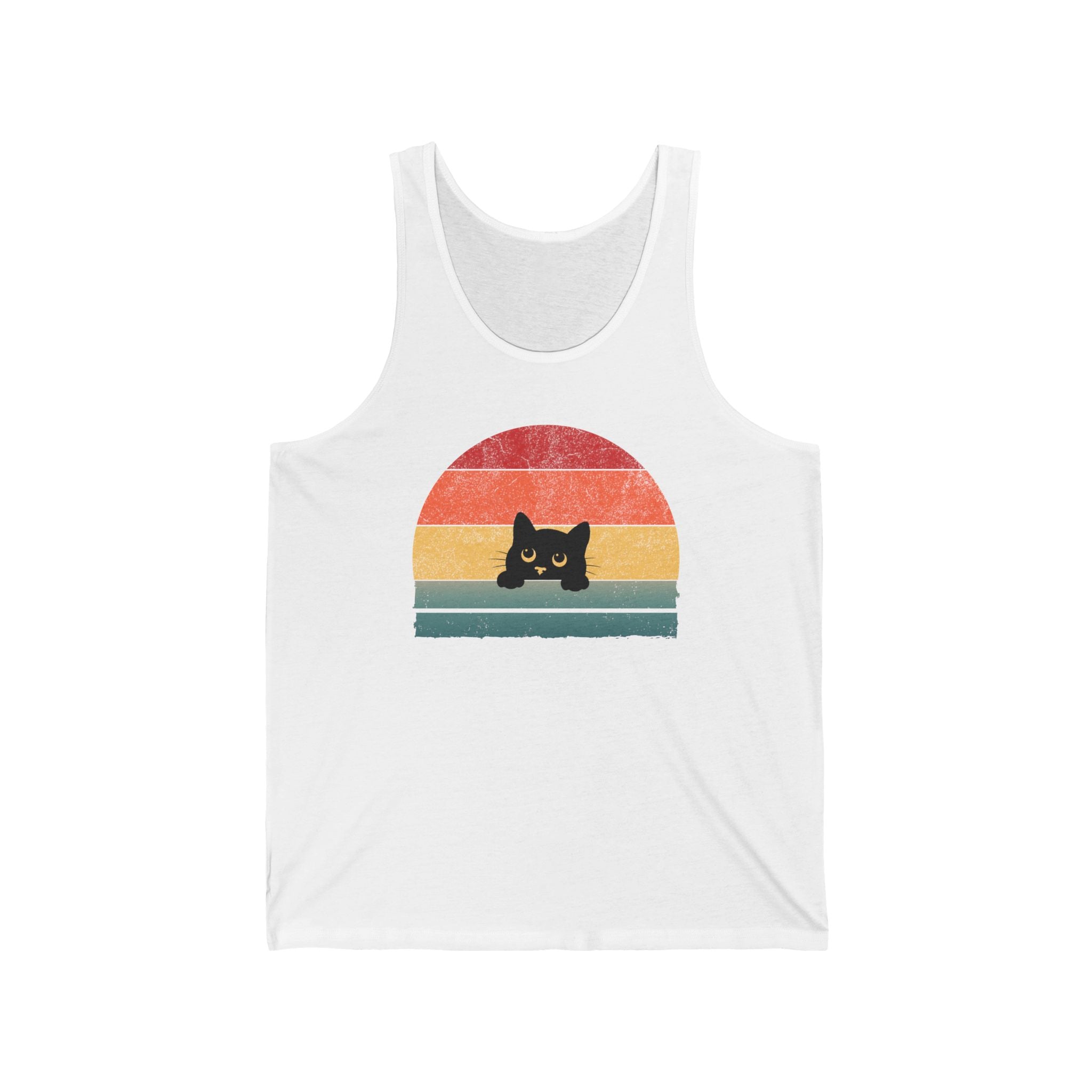 Retro Cute Cat Peeking Unisex Tank Top