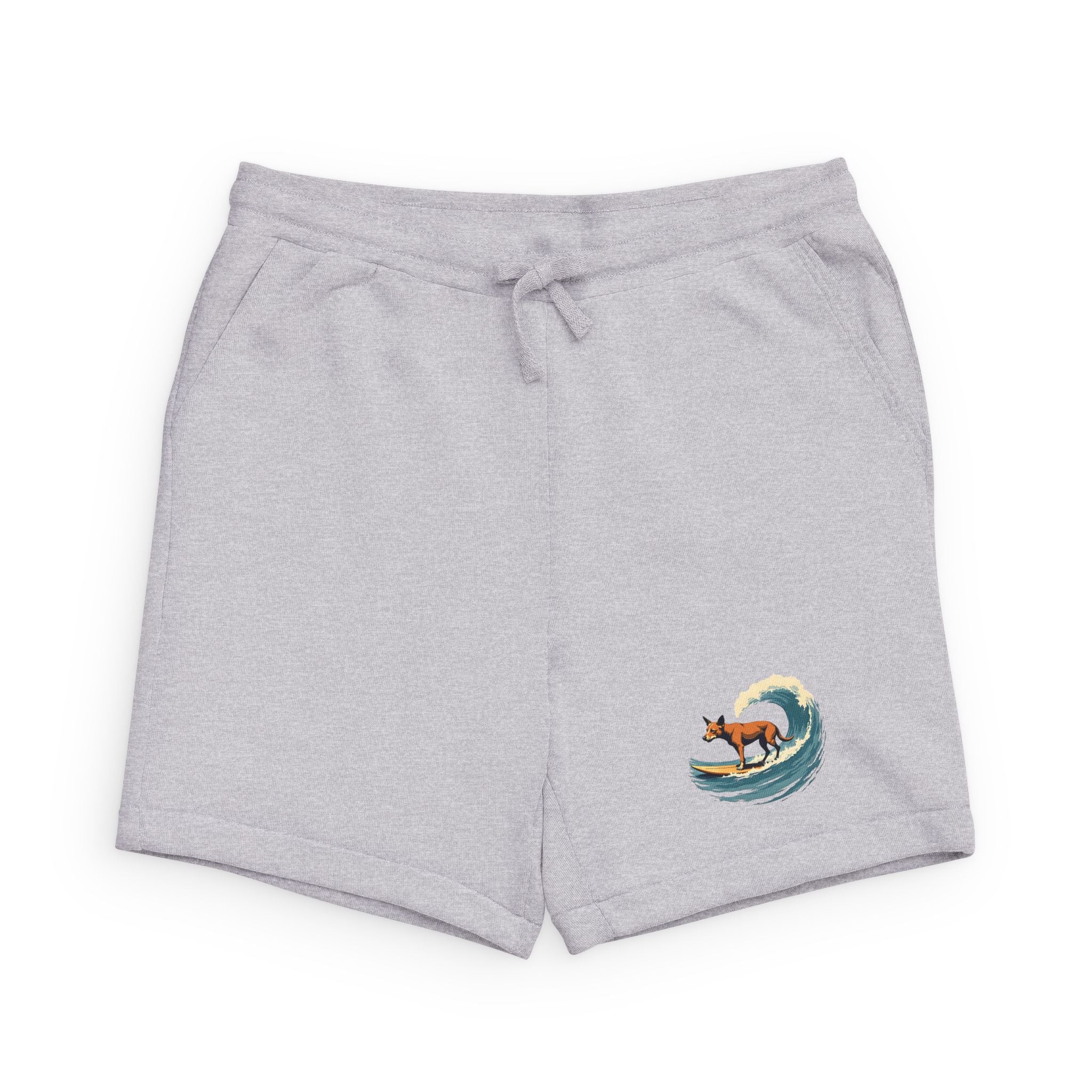 Surfing Dog Wave Sweatshorts – Casual Beachboard Fleece Unisex Shorts