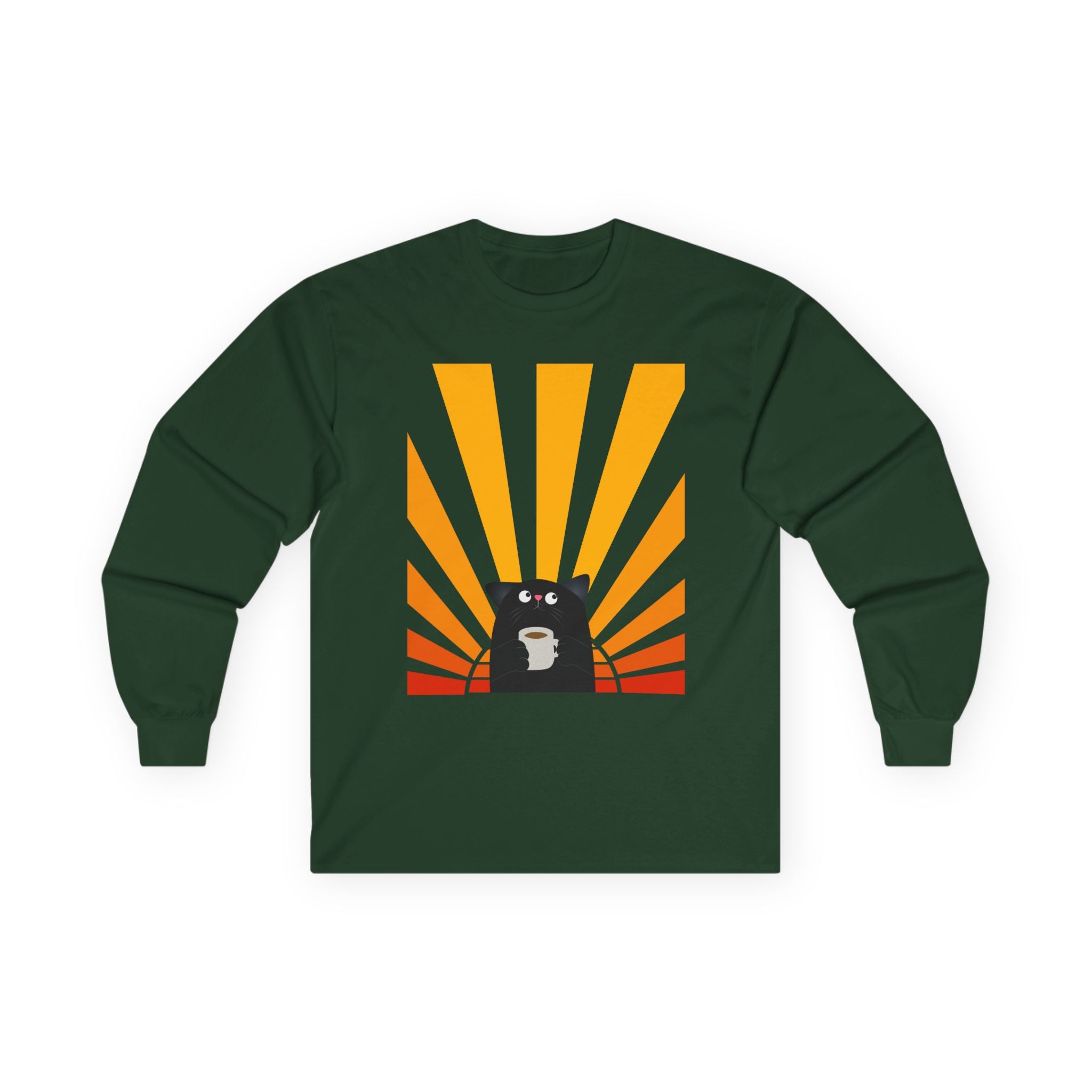 Sunrise Coffee Cat Long Sleeve T-Shirt