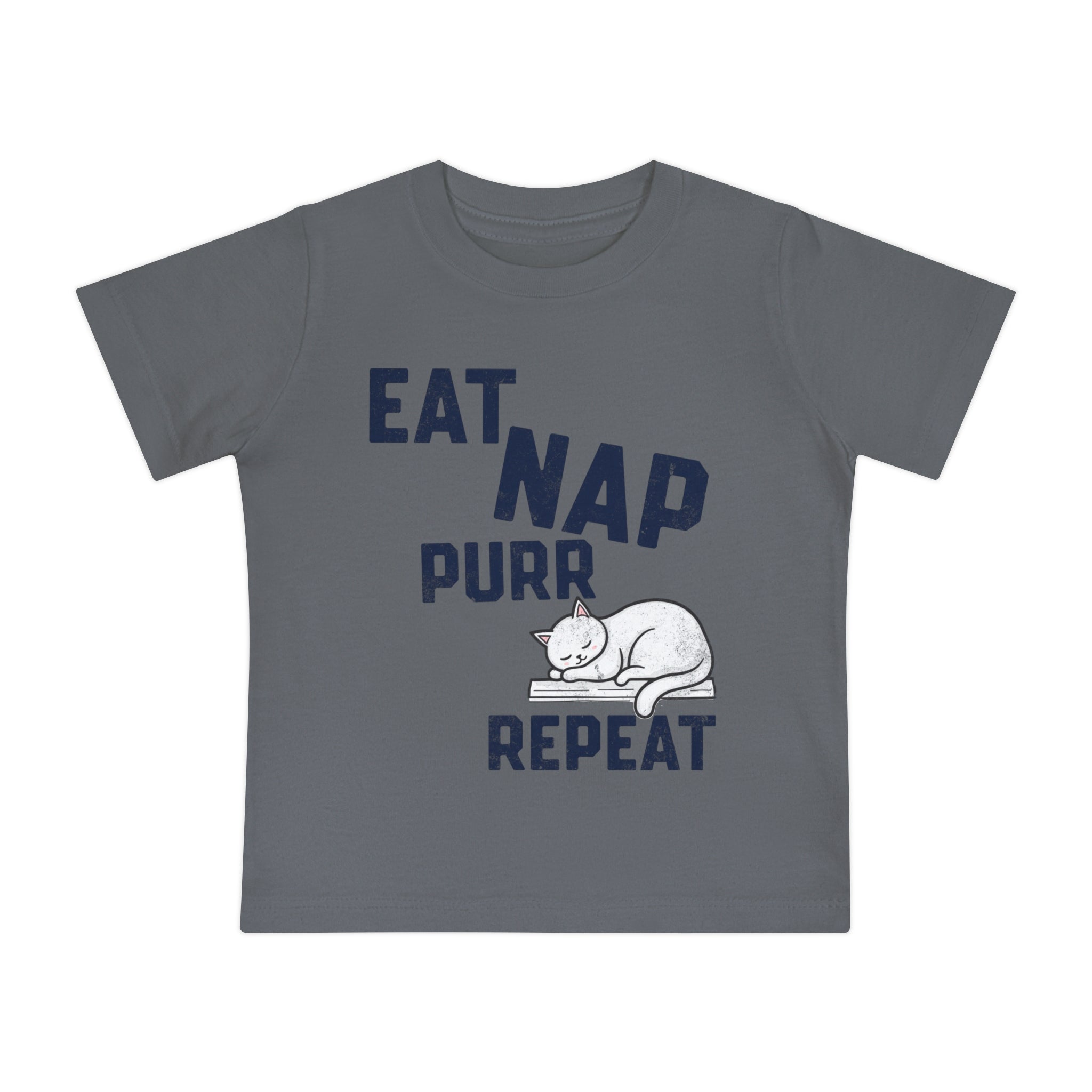 Baby T-Shirt — "Eat, Nap, Purr, Repeat" Cute Cat Graphic