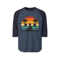 Retro Surf Dog Raglan Shirt — Sunset Palm Beach Graphic Tee