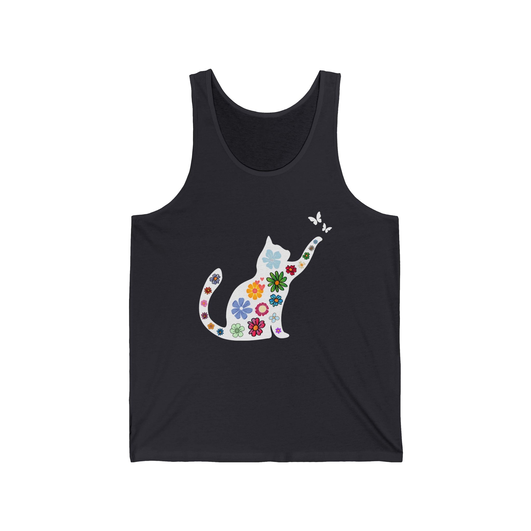 Colorful Flower Cat Butterfly Unisex Tank Top